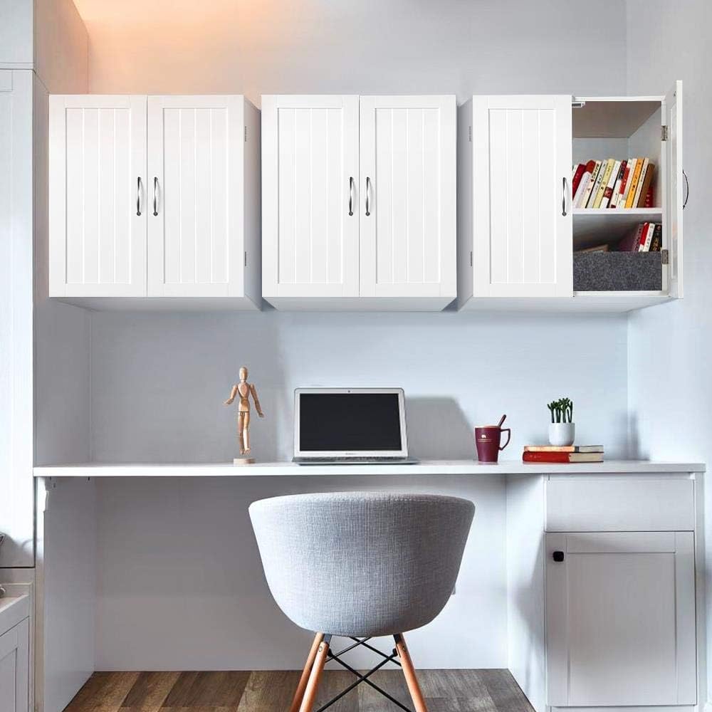 Thumbnail 6 de Yaheetech Armadietto Bagno Sospeso da Parete 60x30x60 cm – Bianco, con 2 Ante e Ripiano Regolabile