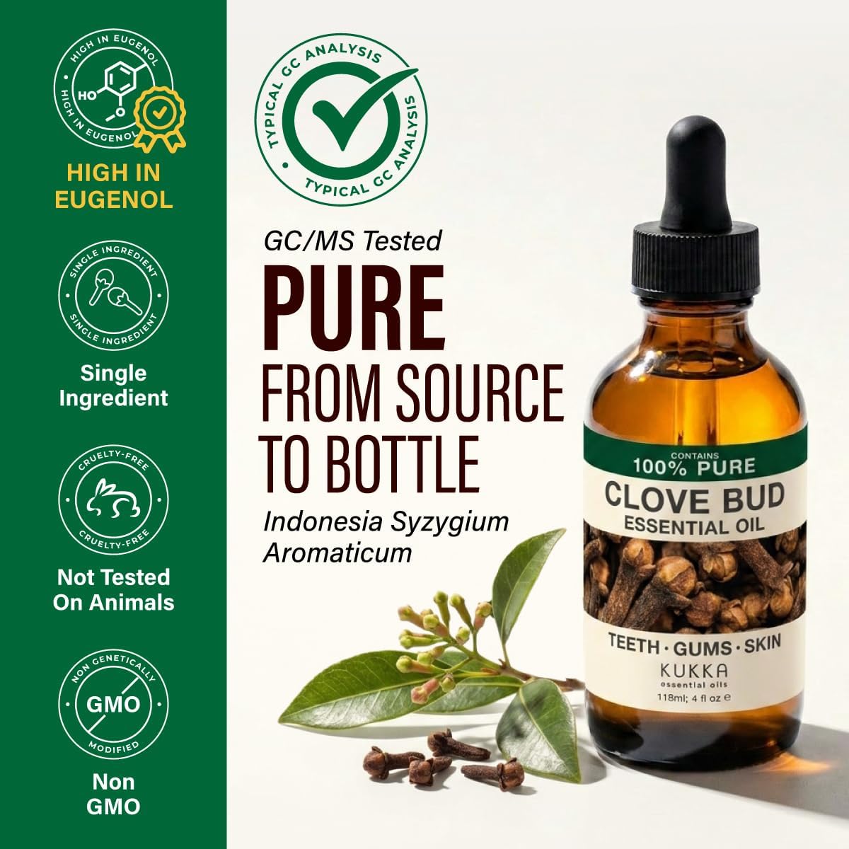 Detalle de KUKKA Clove Essential Oil 4 Fl Oz