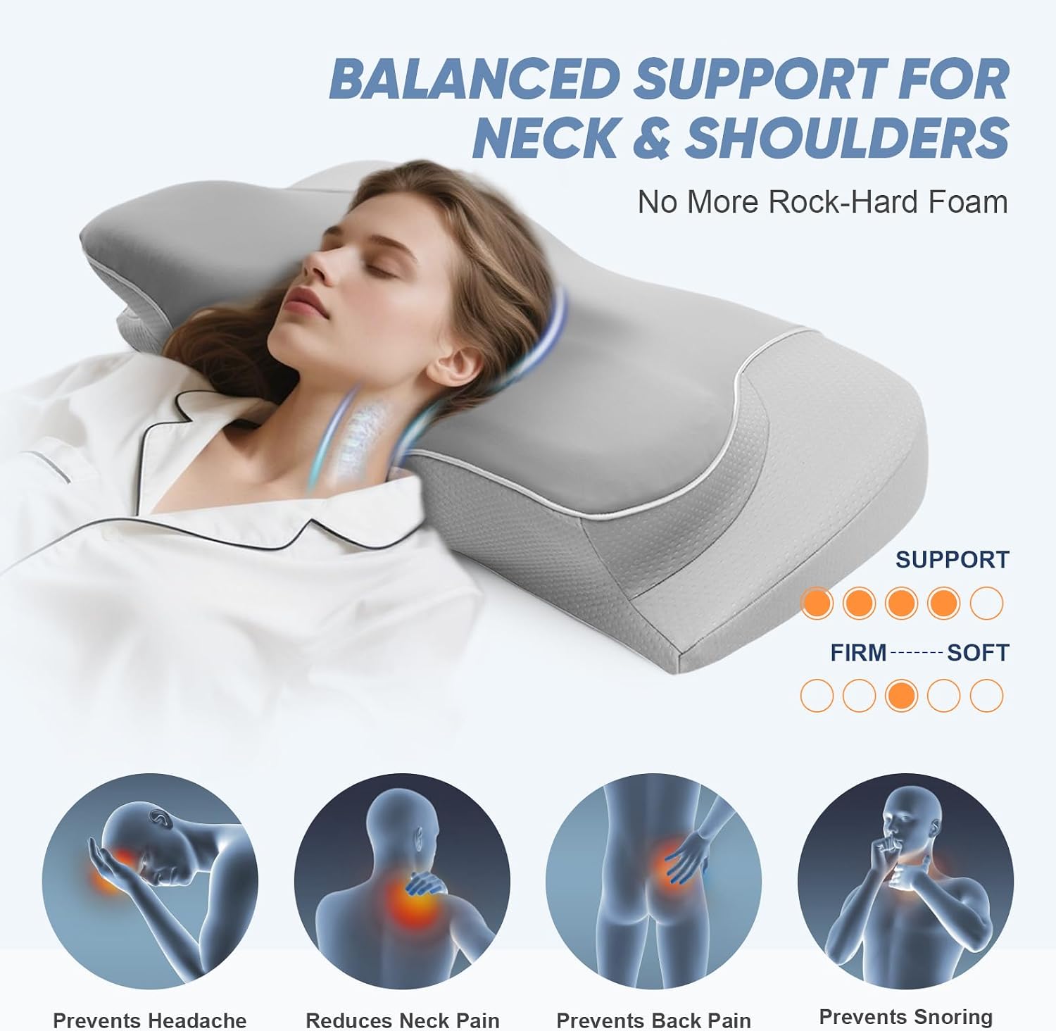 Detalle de CloudNook Memory Foam Pillow for Neck Pain Relief