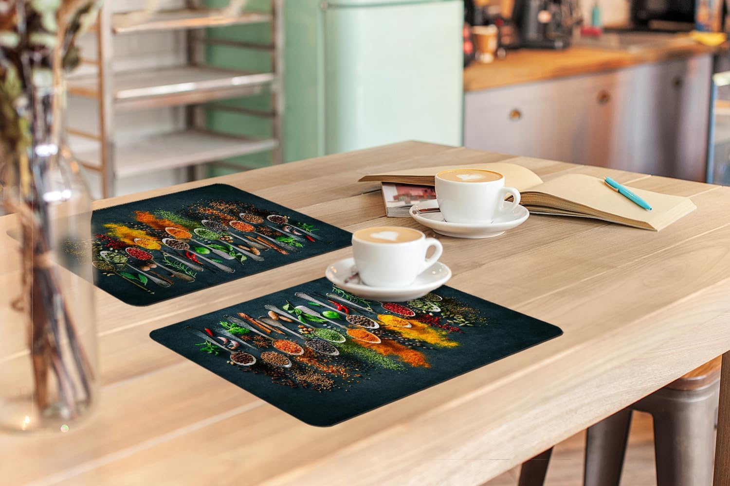 Detalle 2 de KitchenYeah 8721172703620 placemats, set van 6, vinyl, kruidenprint, 45 x 30 cm