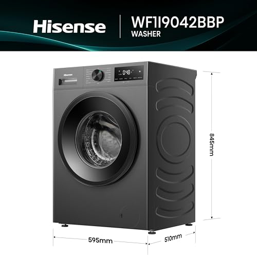 Detalle 2 de Hisense 9kg Washing Machine WF1I9042BBP – Black, 1400rpm, Steam Hygiene & 15 Programmes