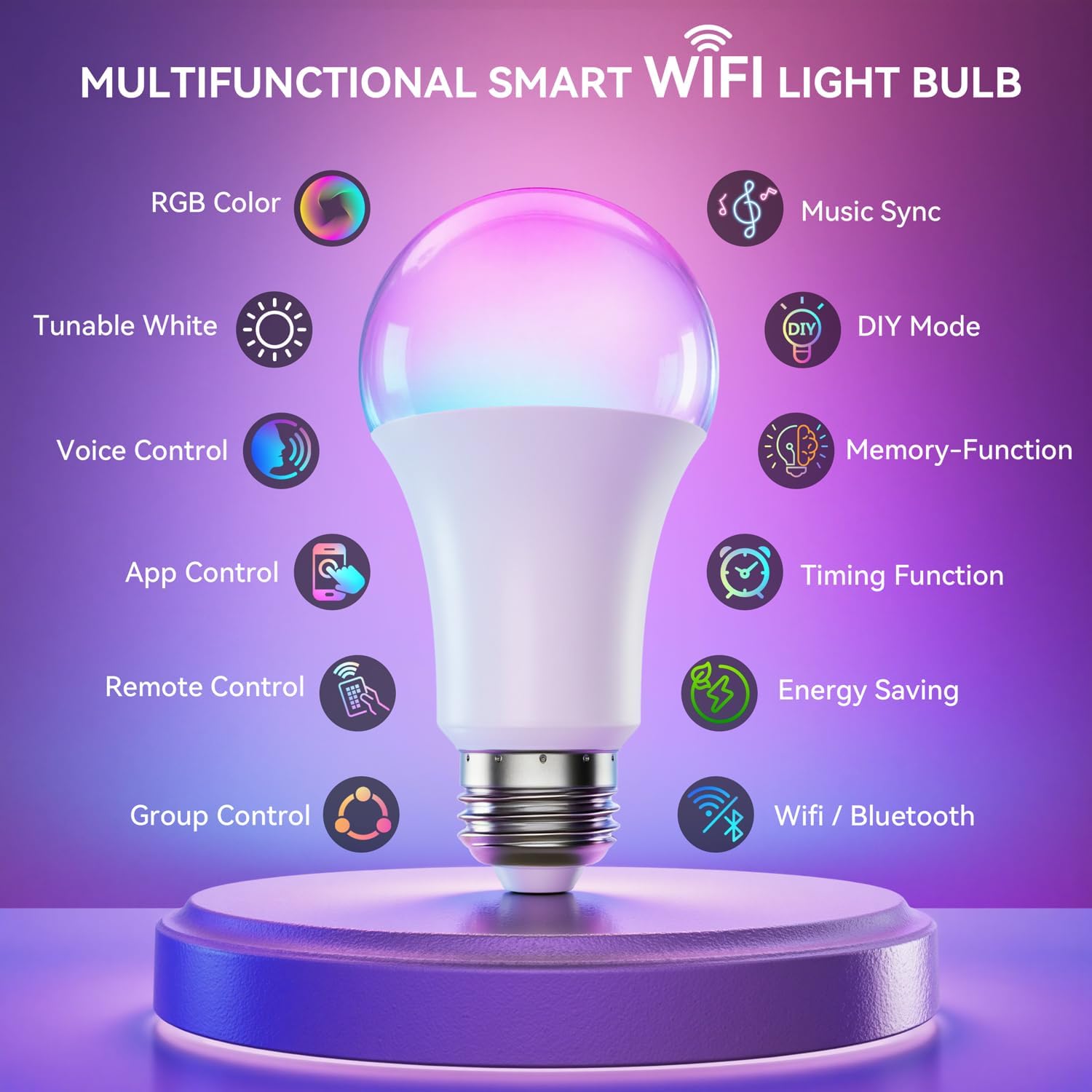 Detalle 2 de Auxmir Smart Glühbirne E27 10W 800LM