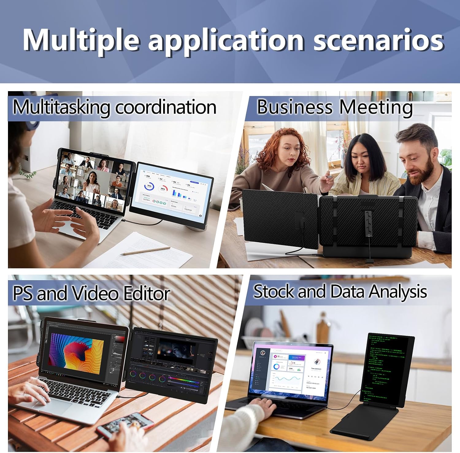 Detalle de hualink Laptop Screen Extender 14" FHD 1080P IPS — Dual Screen Portable Monitor for 13.3–17" Laptops