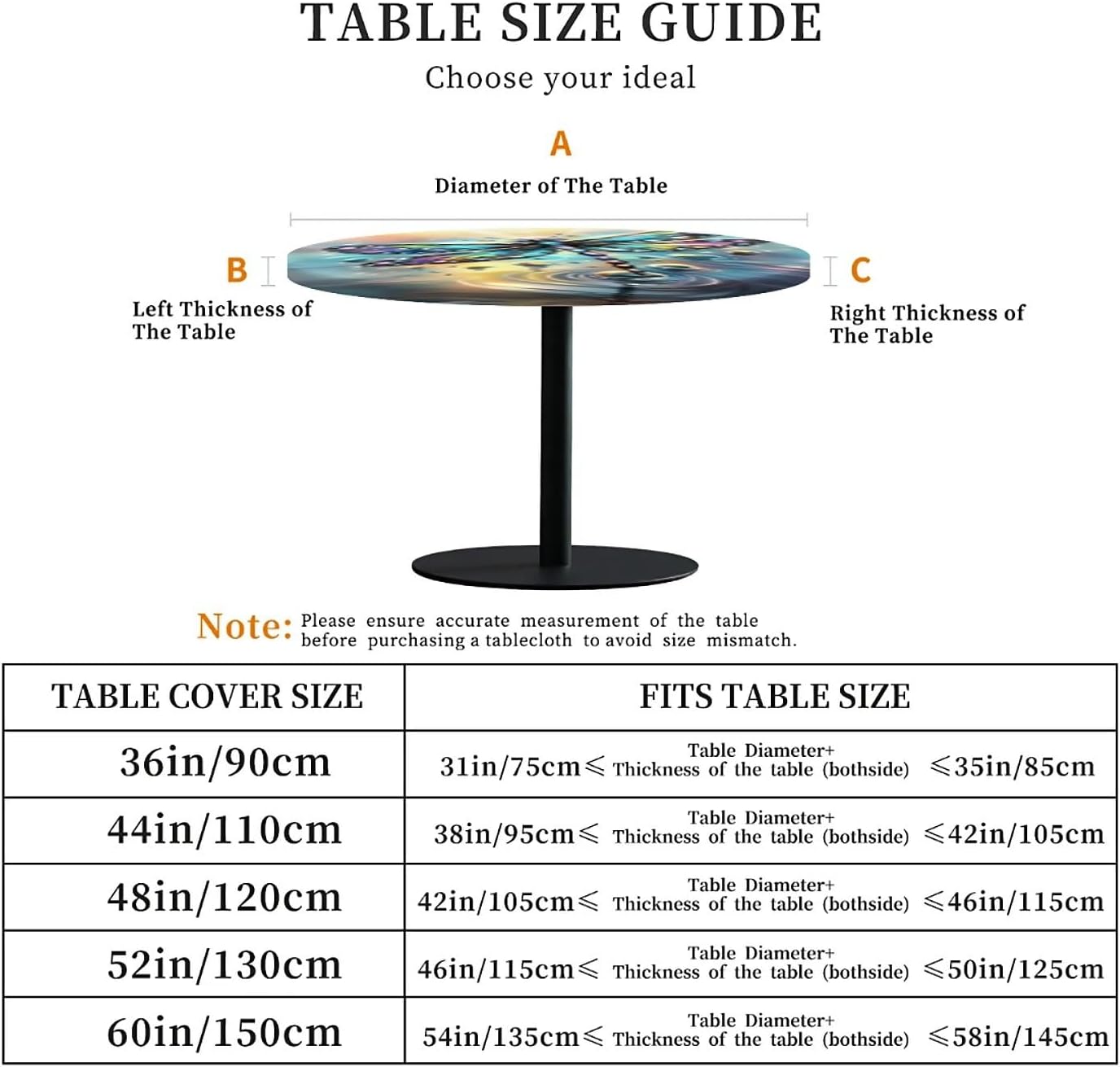 Detalle 2 de artslion Outdoor Round Tablecloth with Elastic Band 44In (110Cm) — Wipe Clean, Diamond Dragonfly