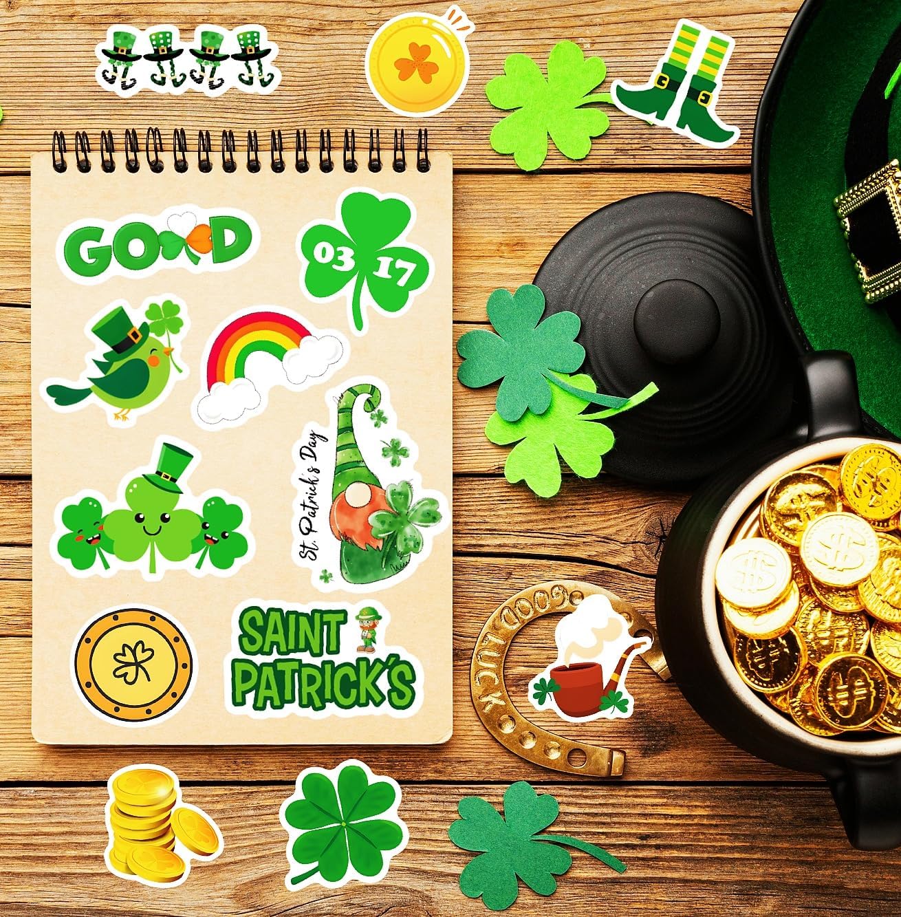 Thumbnail 5 de 300PCS St. Patrick’s Day Stickers for Kids — Waterproof Vinyl Irish Shamrock Stickers (PVC) for Water Bottles, Laptops & Crafts