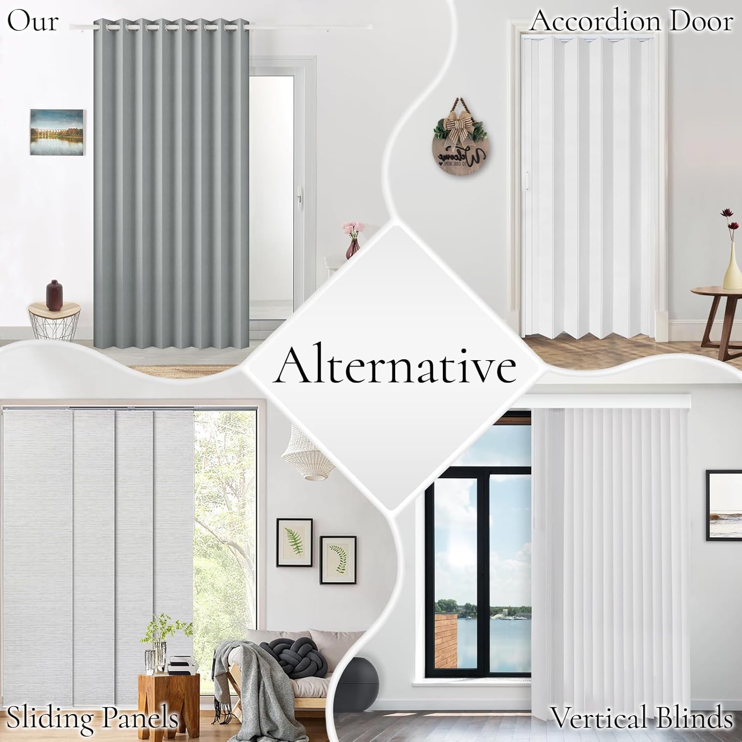 Thumbnail 5 de HMYI 100% Blackout Privacy Door Curtain for Doorway, 1 Panel (W45 x L80), Gray