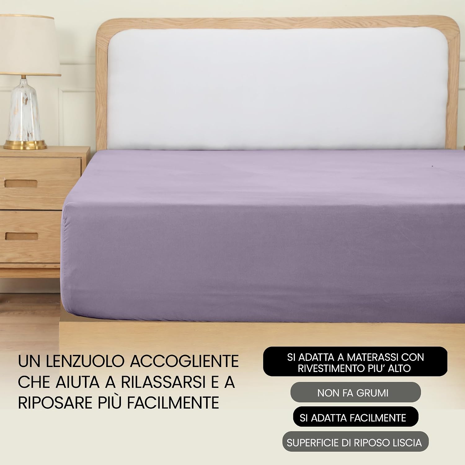 Detalle 2 de Lenzuolo con angoli 180x200 lavanda