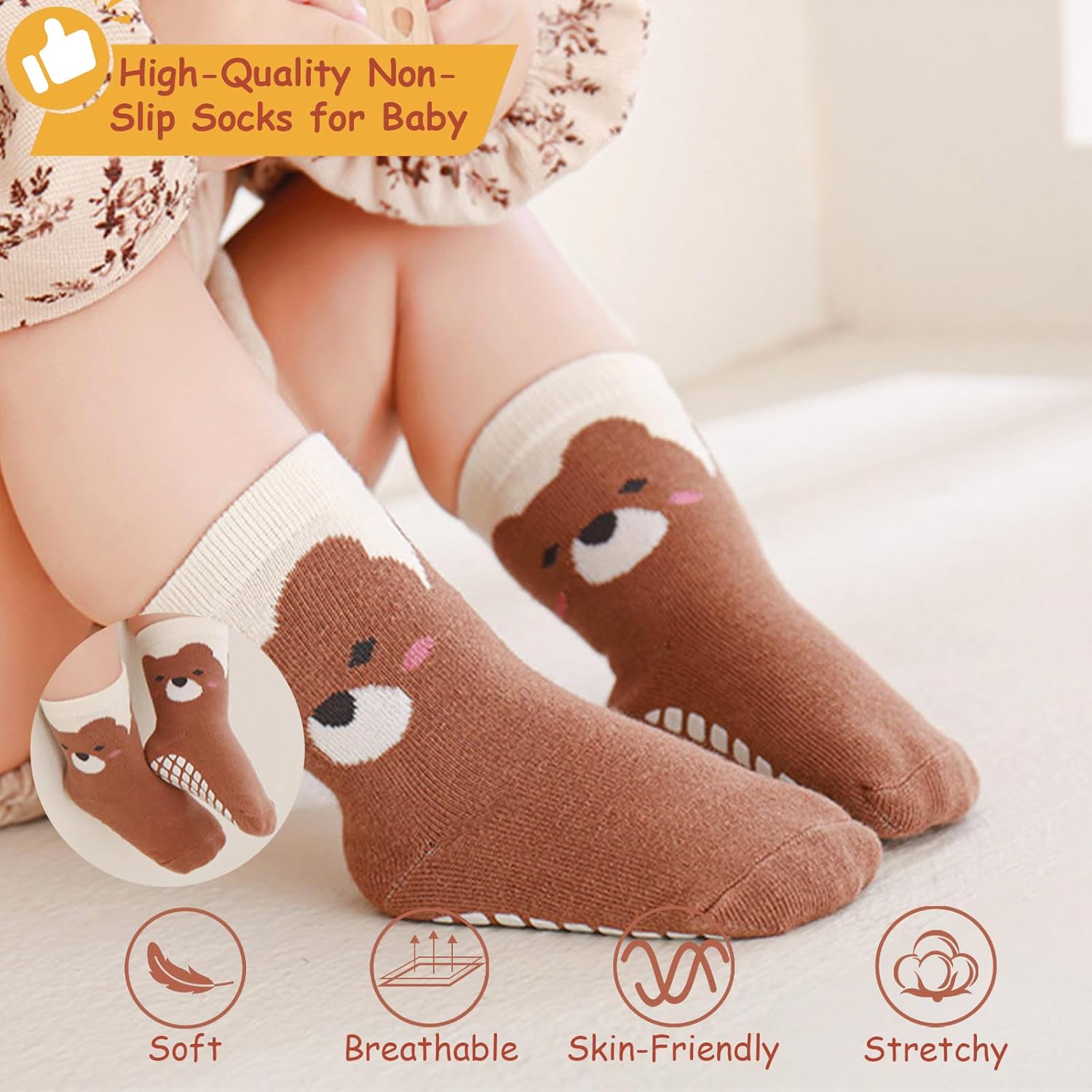 Thumbnail 4 de ZYUPHY Calzini antiscivolo bambino in cotone (5 paia) 0-5 anni