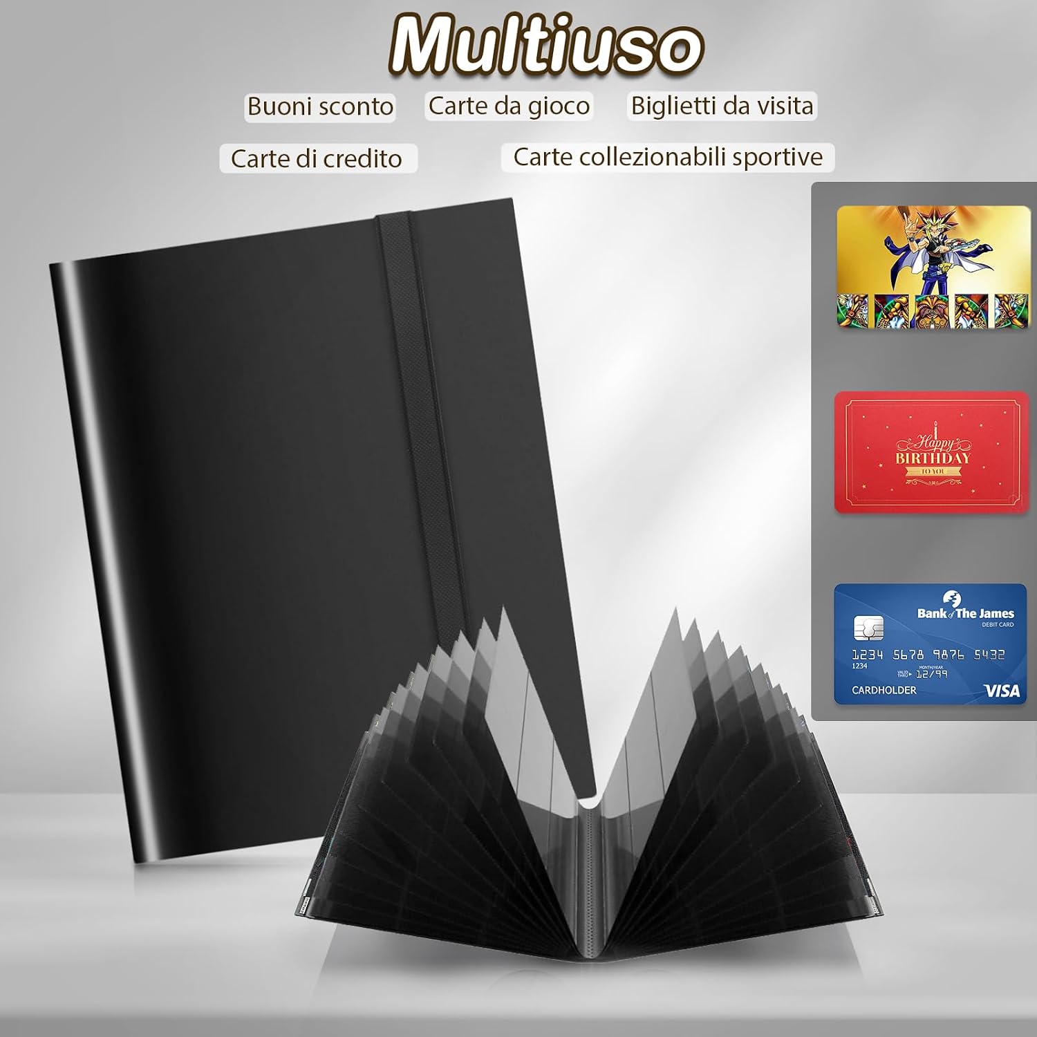 Detalle 2 de Album raccoglitore 468 carte (9 tasche per pagina) impermeabile in PU per MTG/TCG/Calcio-Baseball e figurine da scambio – Nero
