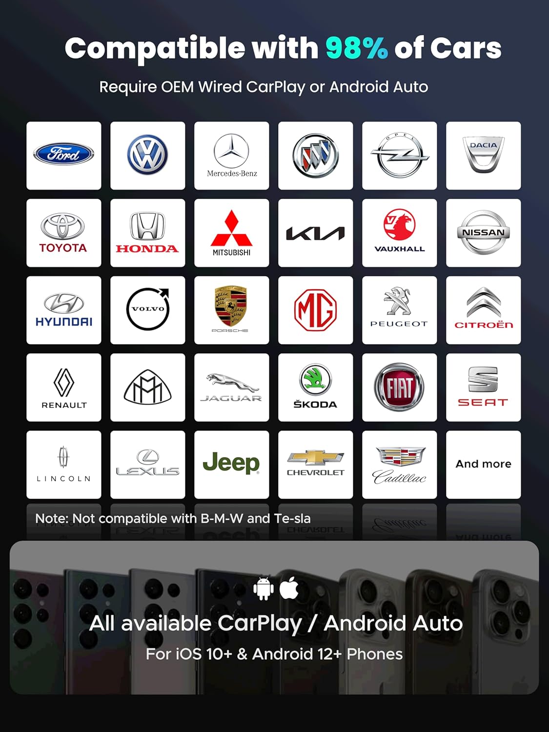 Thumbnail 6 de 4-in-1 Wireless CarPlay Adapter (Magic Video AI Box) for Netflix/YouTube/TikTok + TF Card — Dual Band Wi‑Fi, AutoLink Pro