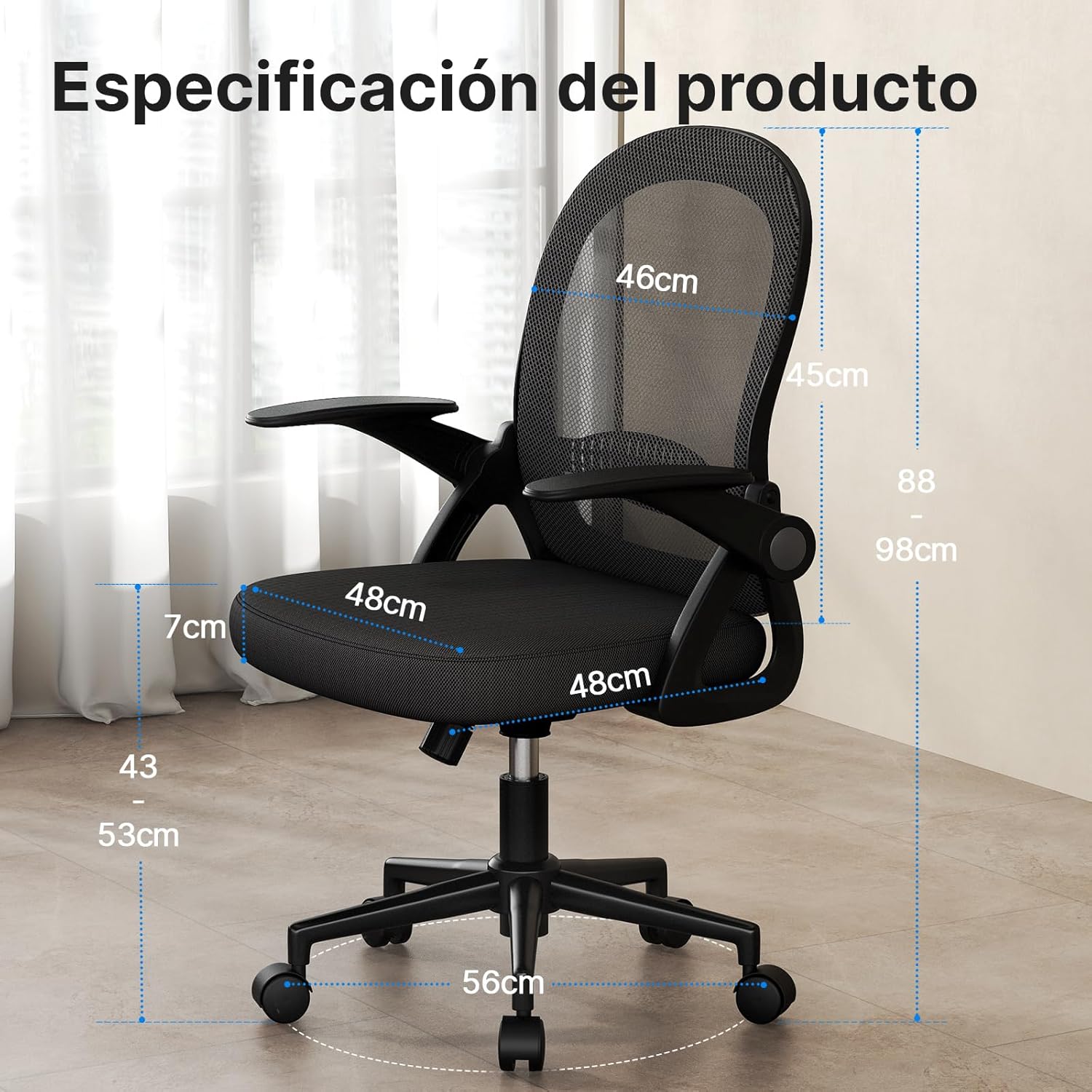 Detalle de Naspaluro Silla de Oficina Giratoria con Reposabrazos y Malla