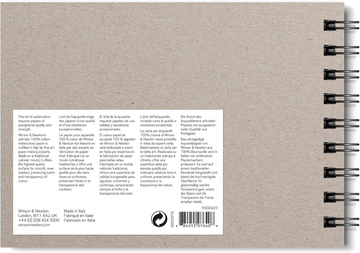 Detalle 2 de Winsor & Newton 6662578 akvarellblock, 300 g/m², finkornigt papper i bomull