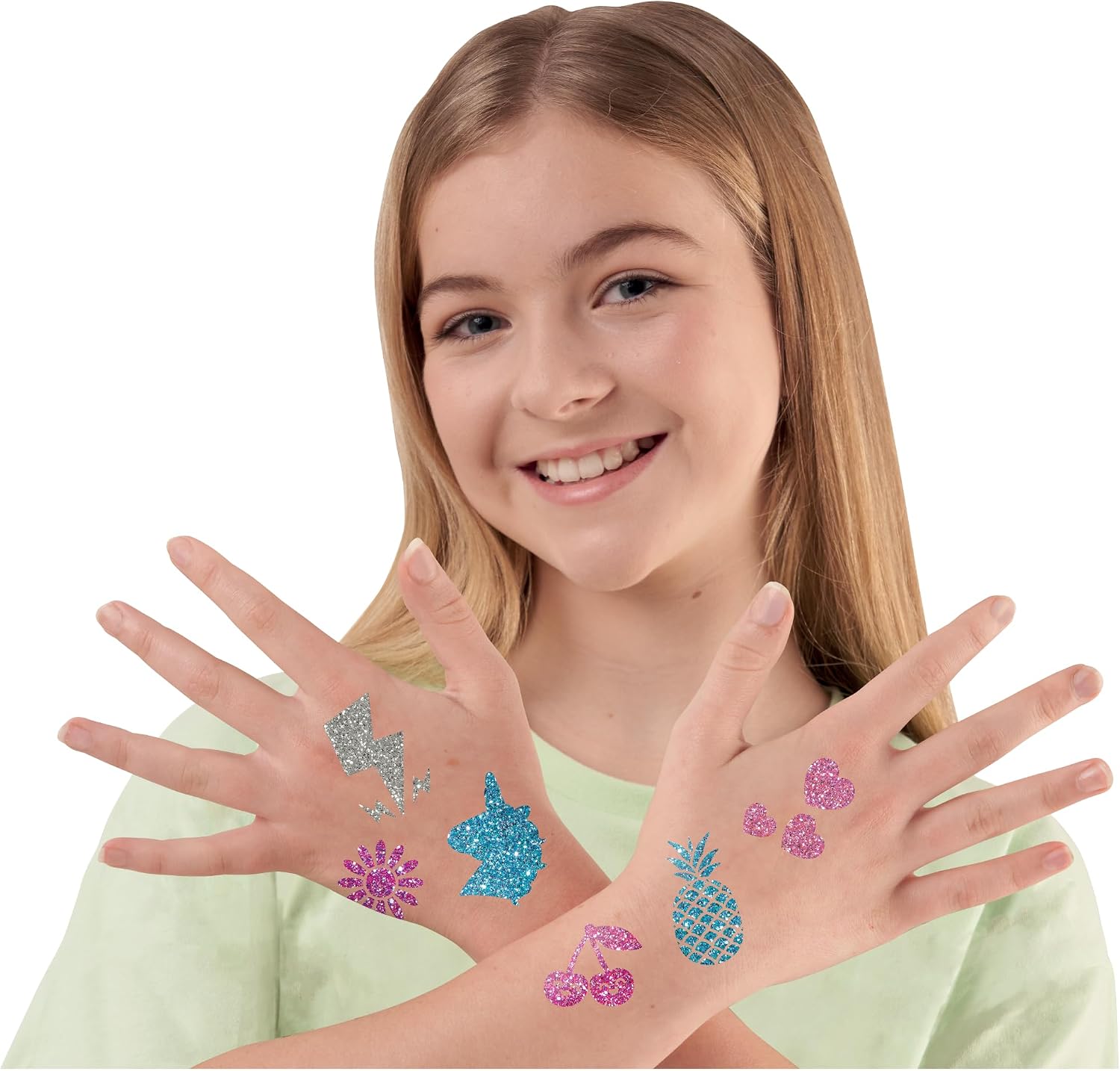 Detalle de FabLab Glitter Tattoos Mega Pack: 28 Stencils and 120 Metallic Tattoos for Sparkly Kids Fun