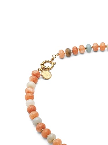 Detalle de Collar Mujer Ámbar Stones de SINGULARU – Acero inoxidable bañado en oro 18k, 45 cm