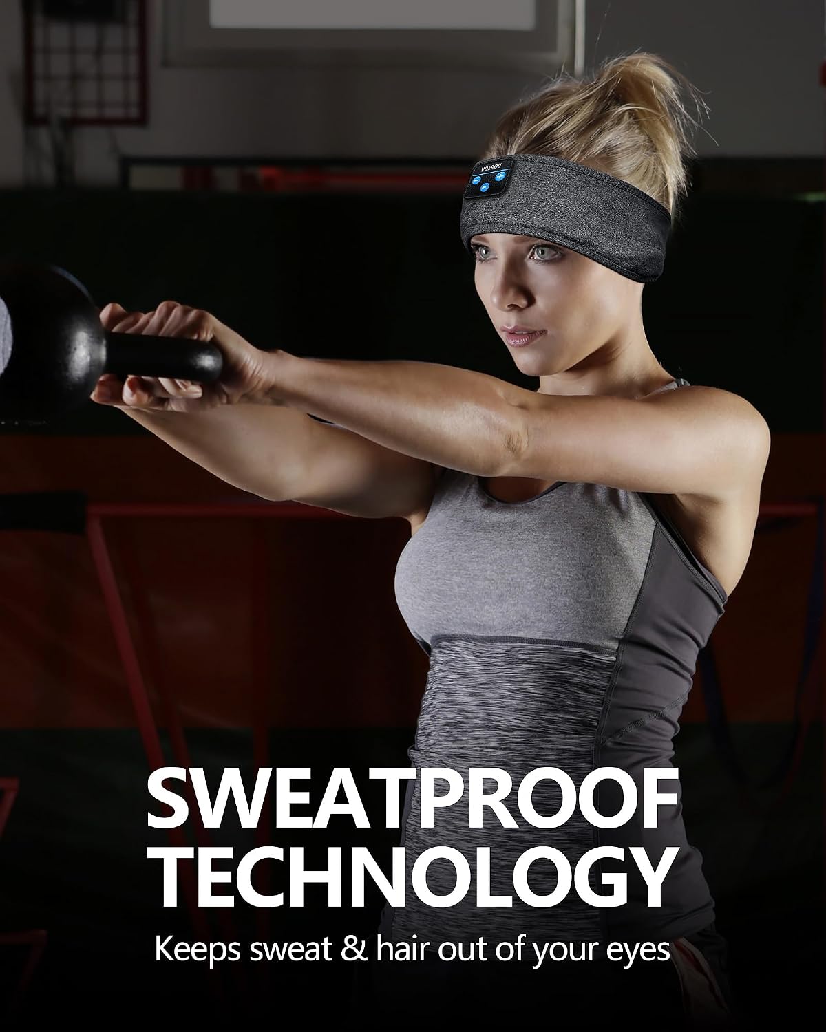 Detalle 2 de Voerou Diadema Deportiva Bluetooth: Comodidad para Dormir 😴
