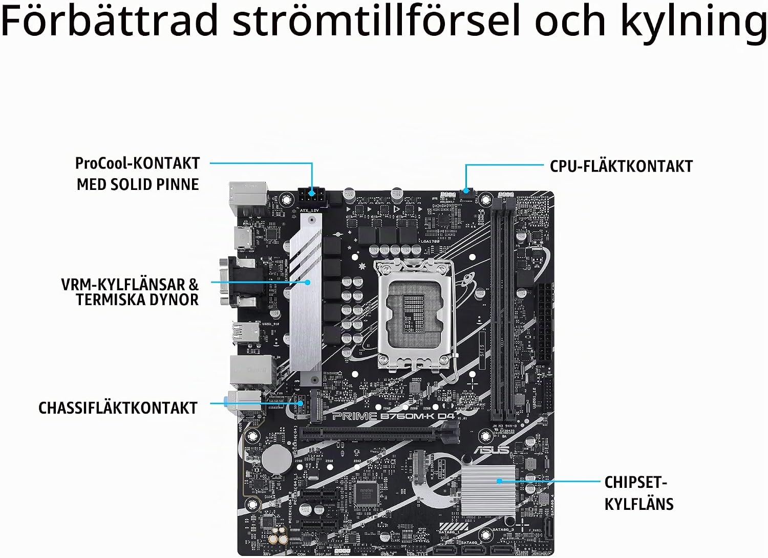 Thumbnail 2 de ASUS PRIME B760M-K D4 mATX-moderkort med DDR4, två M.2 och 2,5 Gb Ethernet