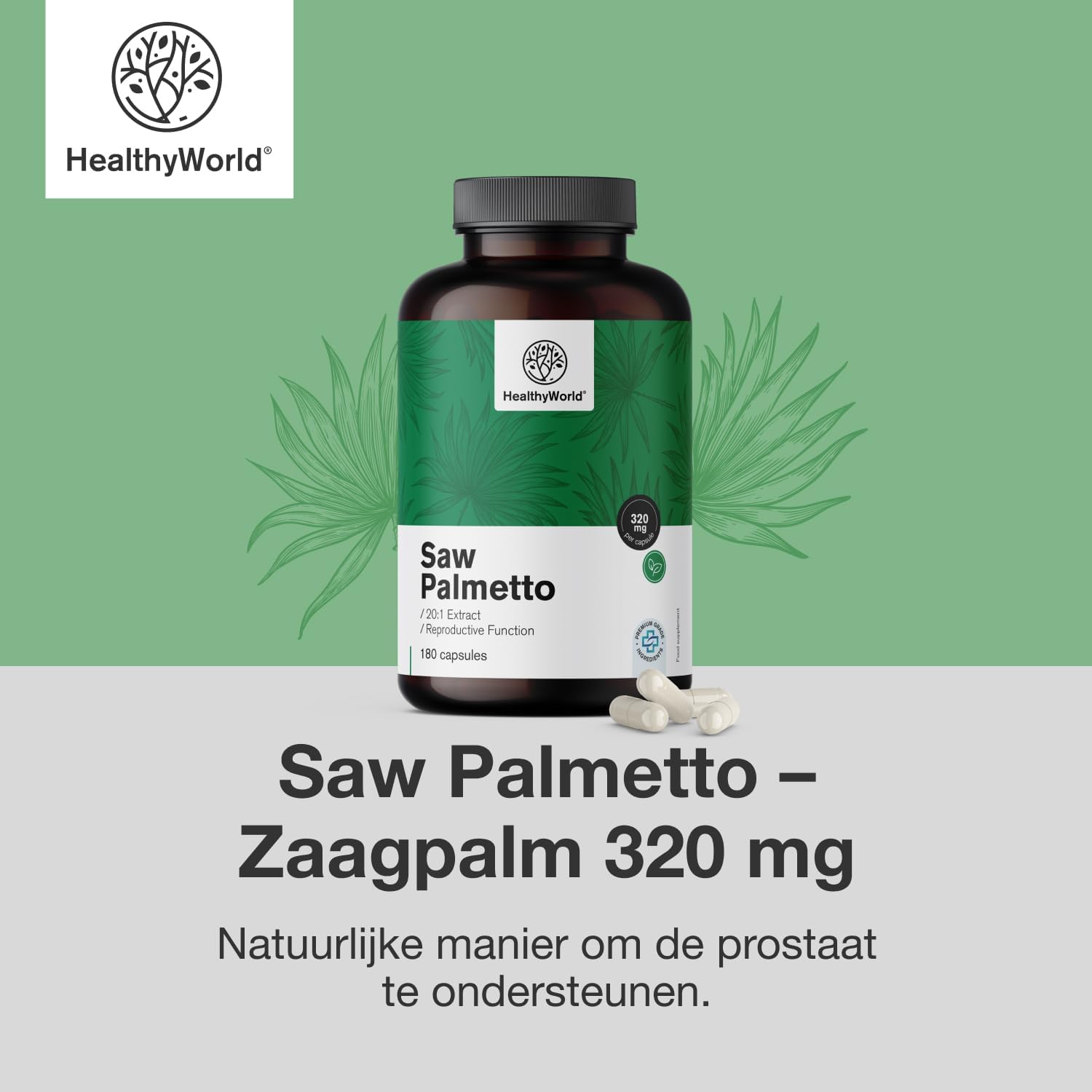 Thumbnail 6 de HealthyWorld Saw Palmetto zaagpalmsupplement met zink, 20:1-extract, 180 capsules
