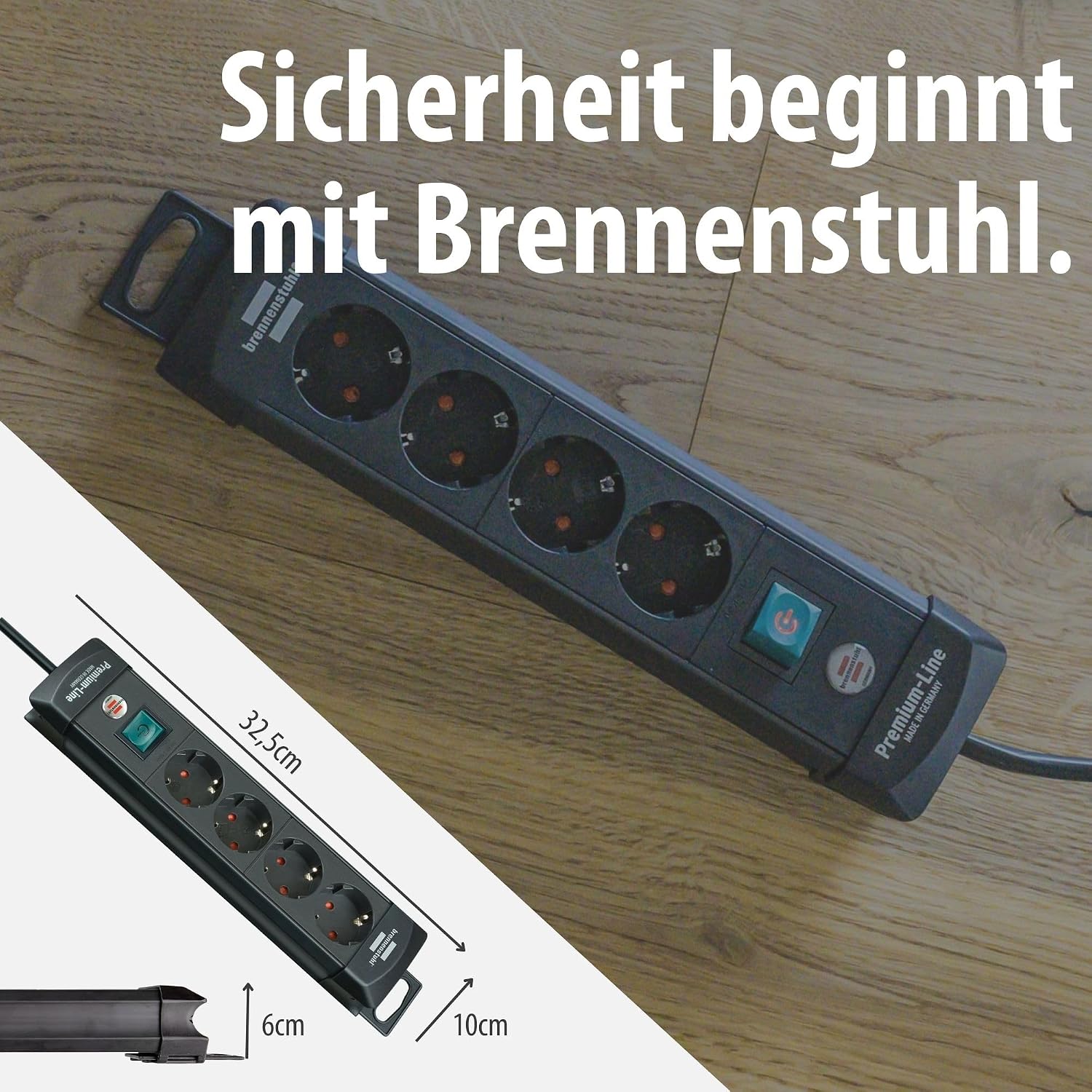 Thumbnail 6 de Brennenstuhl Premium-Line Steckdosenleiste 4-Fach, 1,8 m – Schwarz