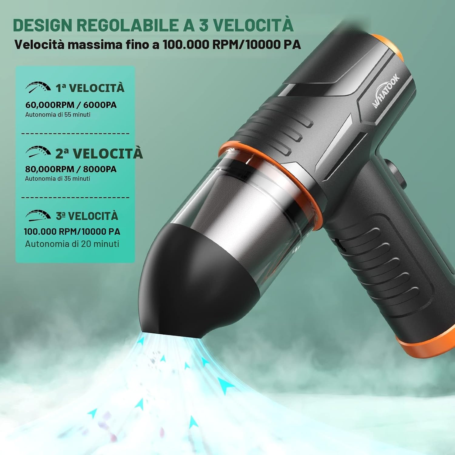 Thumbnail 2 de Aspirapolvere per Computer 2 in 1 WHATOOK: soffia e aspira, 3 velocità, batteria a lunga durata