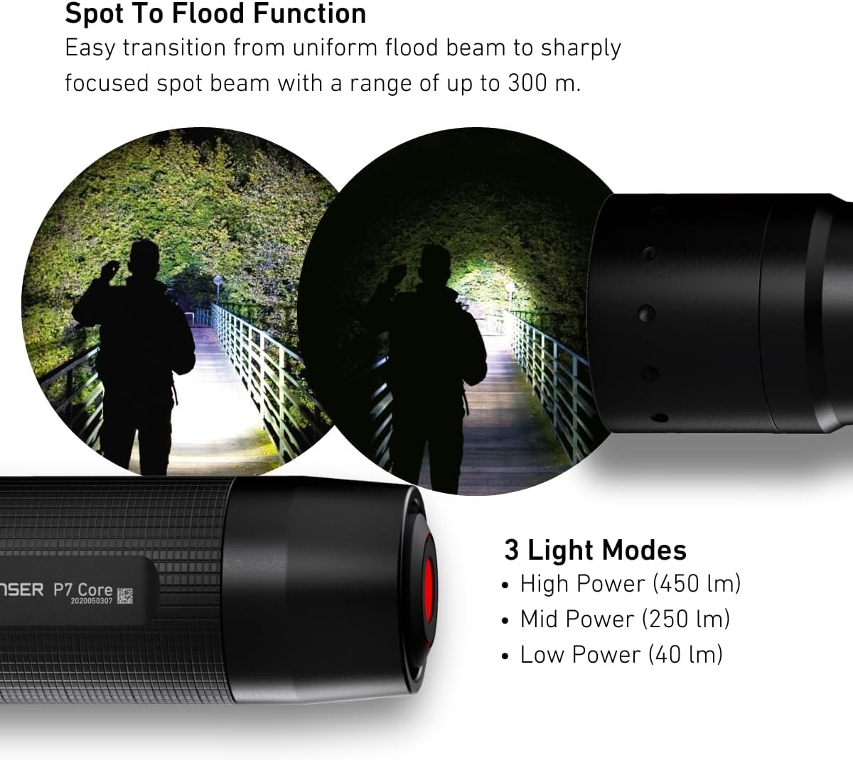 Thumbnail 1 de Ledlenser P7 Core (2020) LED Torch — 450 lm, Up to 25h, Focusable 300m Beam, AAA powered
