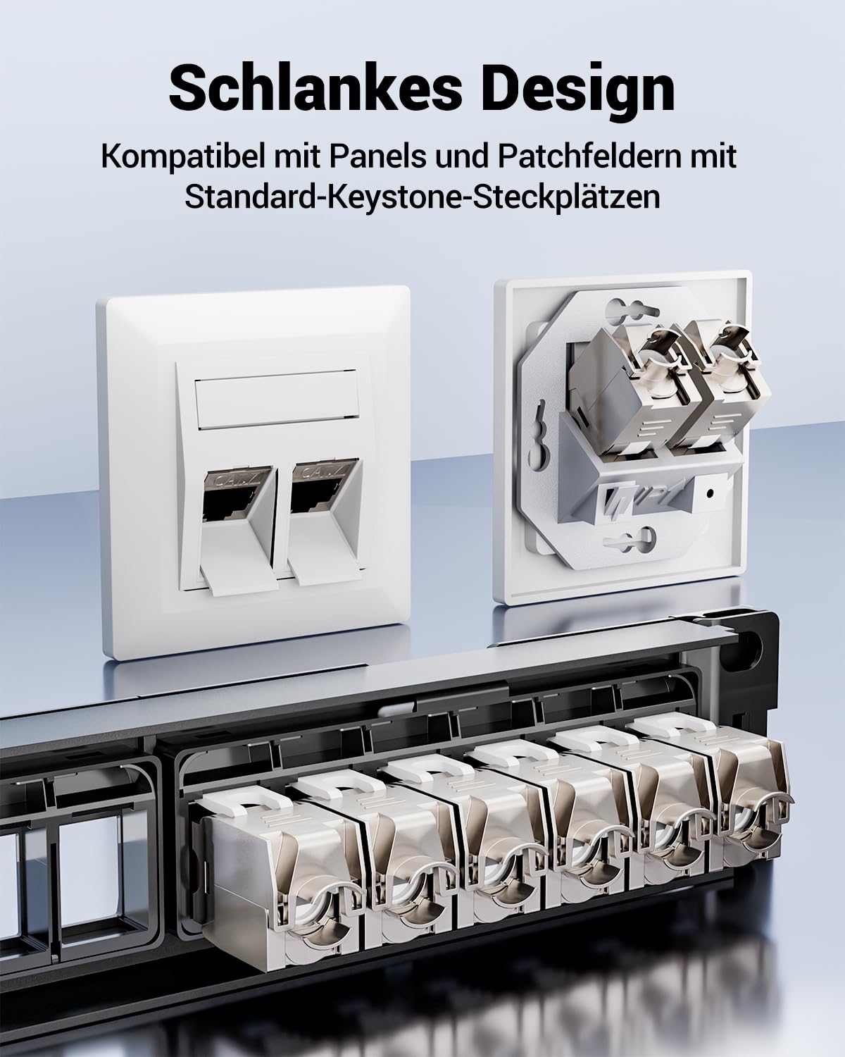 Detalle de VCELINK 4x CAT7 Keystone RJ45 Modul Buchse – voll abgeschirmte RJ45 Keystone-Buchsen für Patchpanel und Netzwerkdose