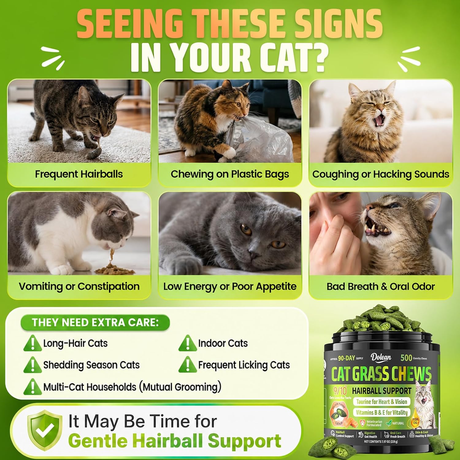 Detalle de Cat Grass Chews for Cats, 500 Chews