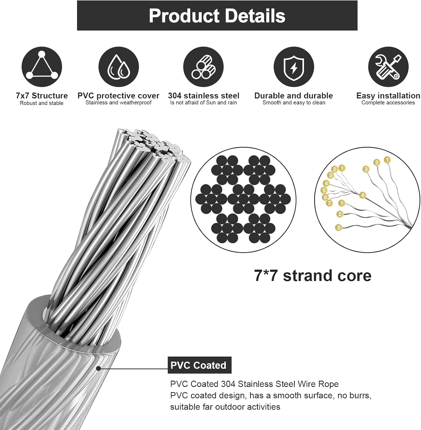 Thumbnail 3 de SHBAOCH Garden Wire Trellis Kit with 20m Stainless Steel Cable, PVC Coating & M4 Turnbuckles