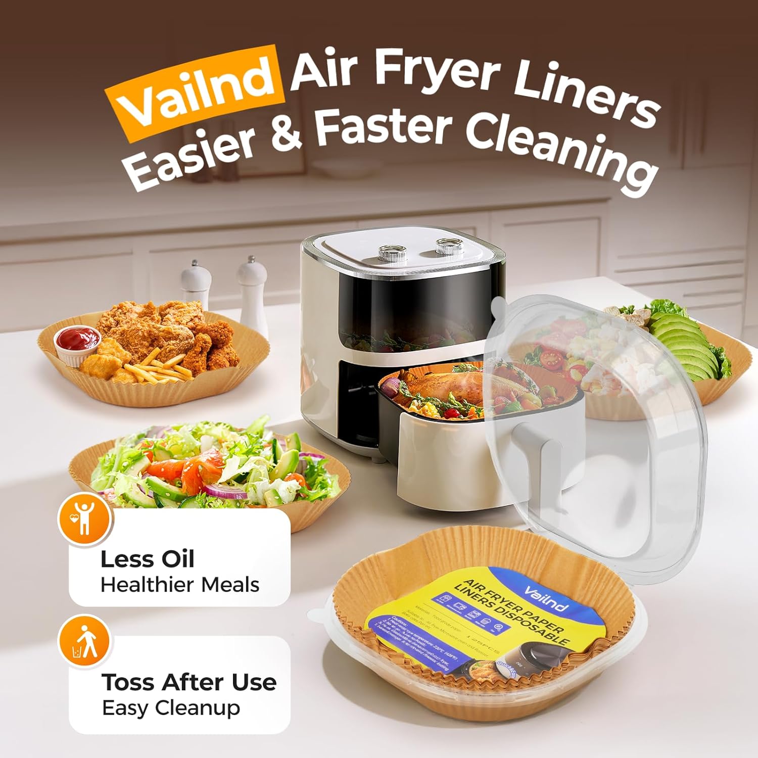 Thumbnail 5 de 400 Pcs 8" Square Air Fryer Liners 🍽