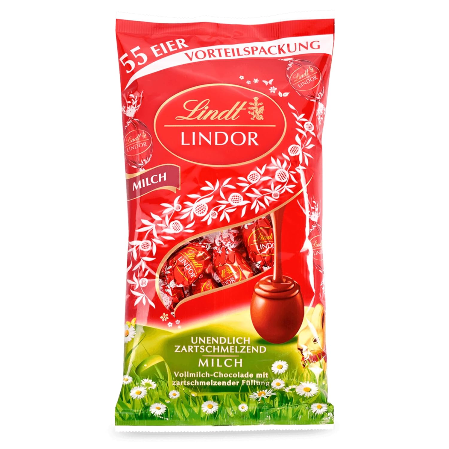 Detalle de Lindt Schokolade Vollmilch Schokoladenherzen – 300 g, buntes Herzgeschenk mit 15 Herzen in Grün, Rot, Blau und Gold