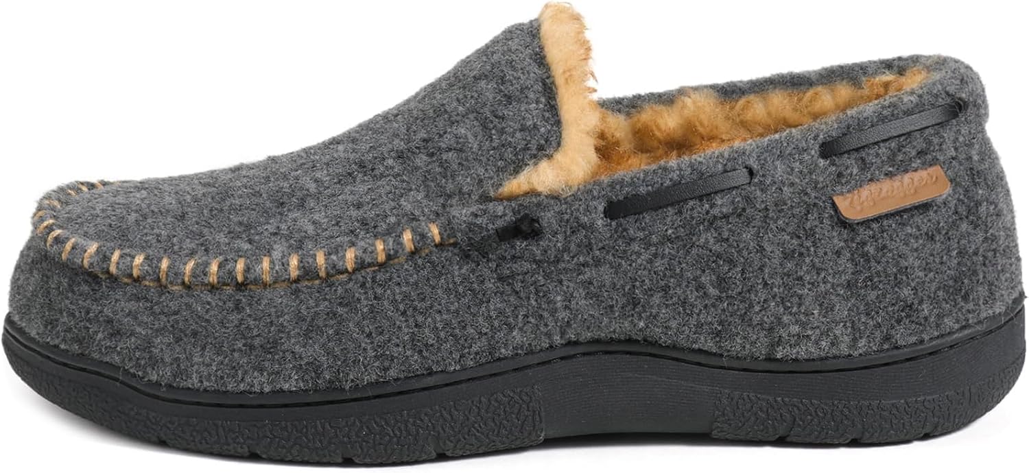 Detalle de Zigzagger Loafer Men's Moccasin Slippers, Plush Lining and Rubber Sole