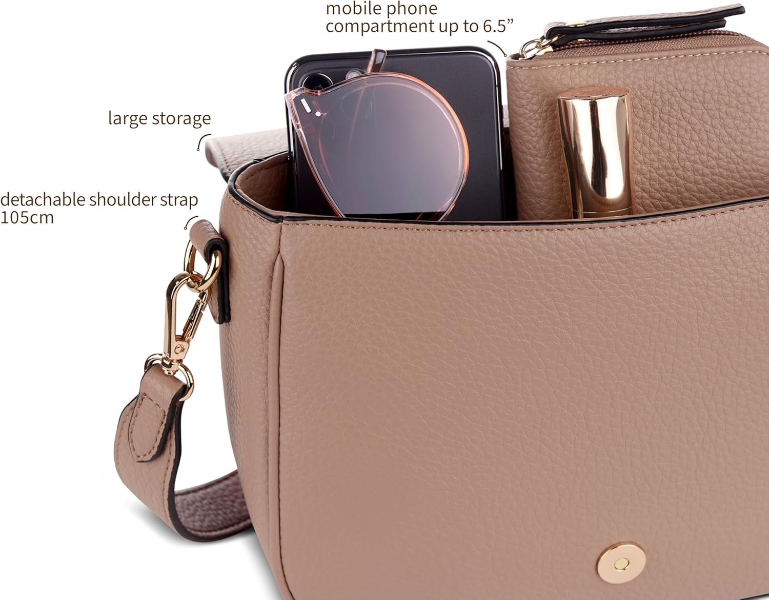 Thumbnail 4 de bugatti Elina Damen-Schultertasche aus Kunstleder (Größe S oder M) mit abnehmbarem Schulterriemen