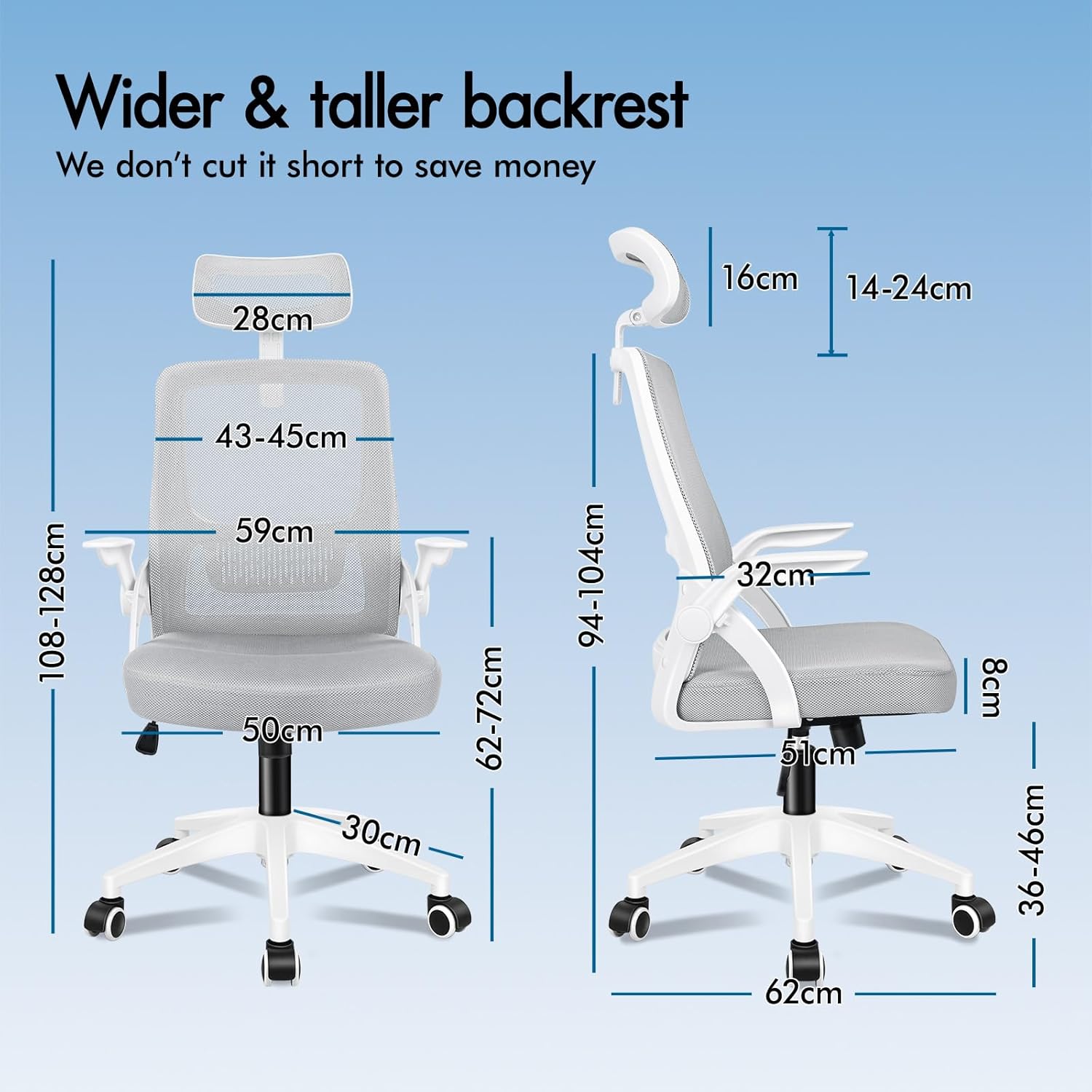 Detalle de ELFORDSON Ergonomic Office Chair with Mesh Back, Headrest and Lumbar Support