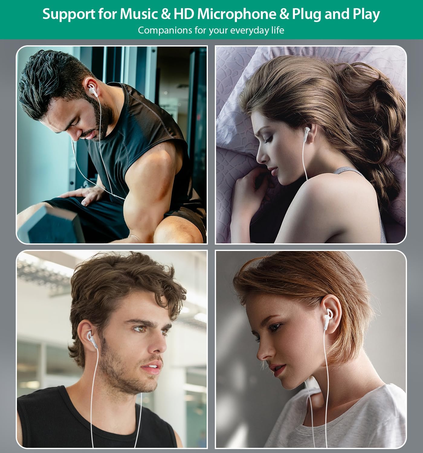 Thumbnail 6 de USB C Earphones with Mic for iPhone, Samsung and more – Wired Type-C Headphones (White)