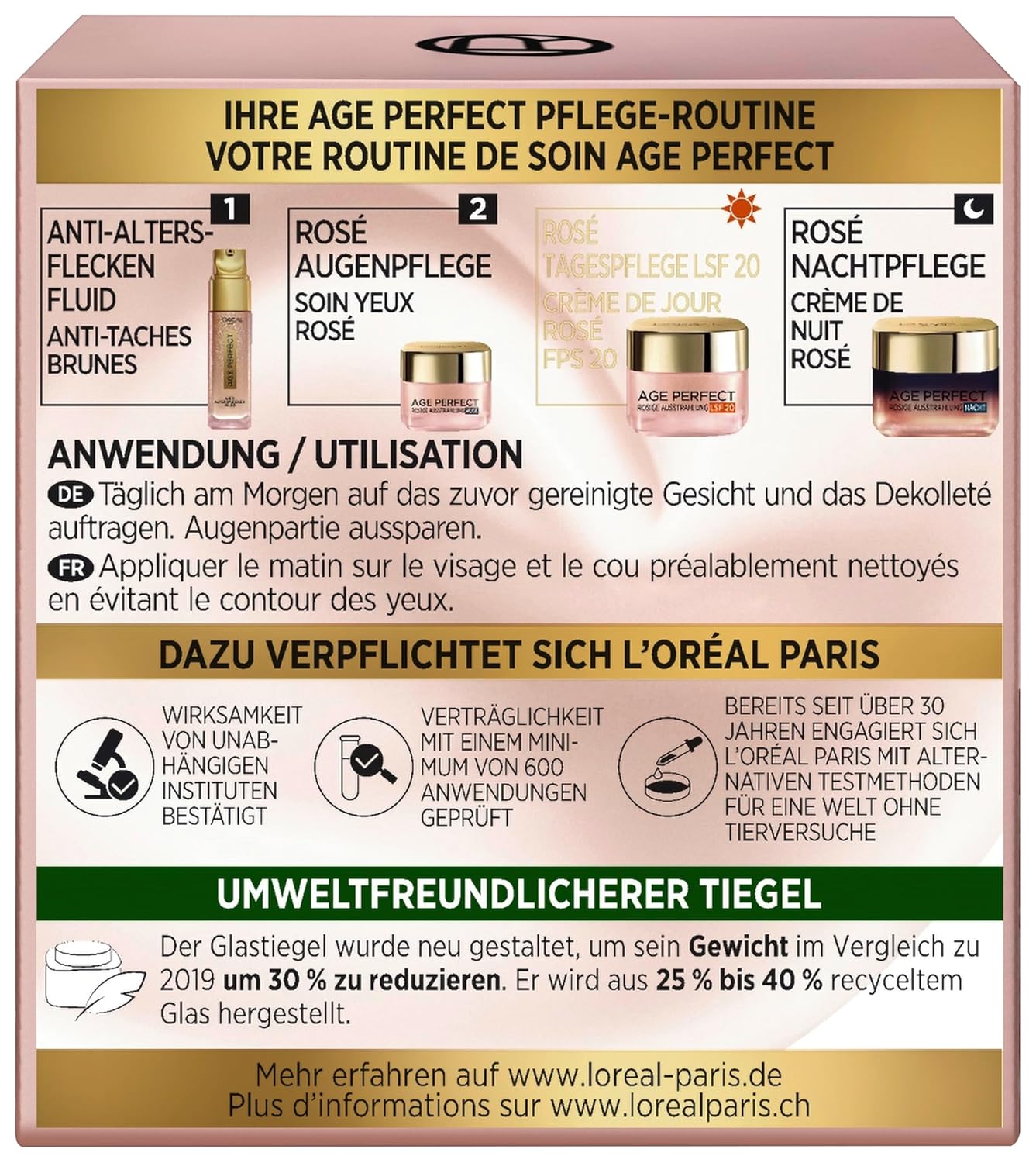Detalle 2 de L’Oréal Paris Rosé Tagespflege LSF 20 – Age Perfect Golden Age, 50 ml