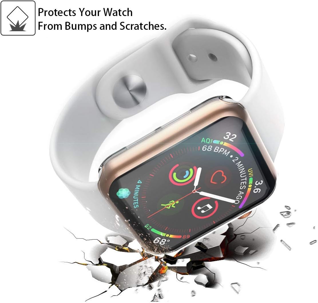 Detalle 2 de Piuellia 2-Pack Transparent Case Screen Protector for Apple Watch 44mm (SE3/SE2/SE/6/5/4) – Ultra-Thin TPU Cover