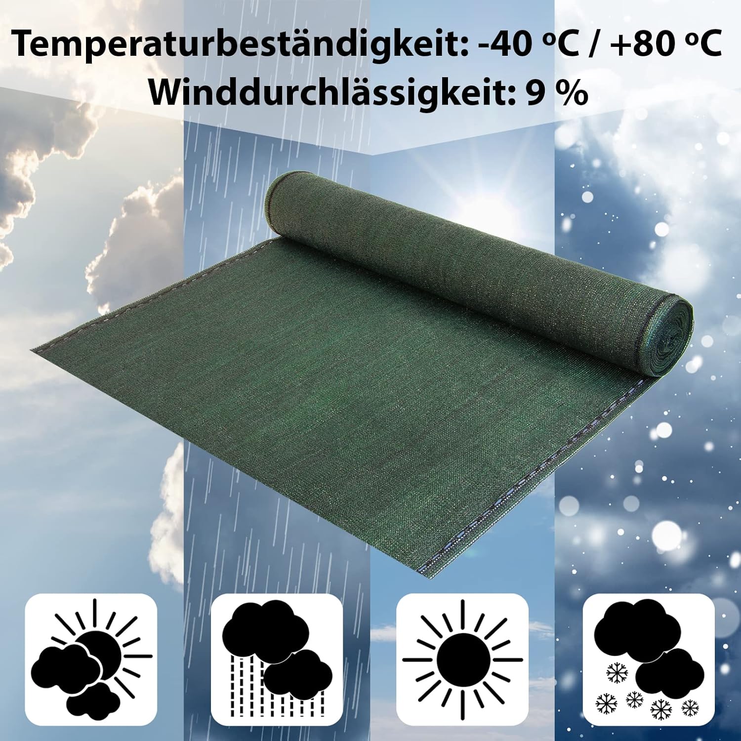 Detalle de BB Sport Sichtschutz Zaunblende 1,8 m x 50 m in Green (150 g/m²) mit UV- und reißfestem Schattiernetz