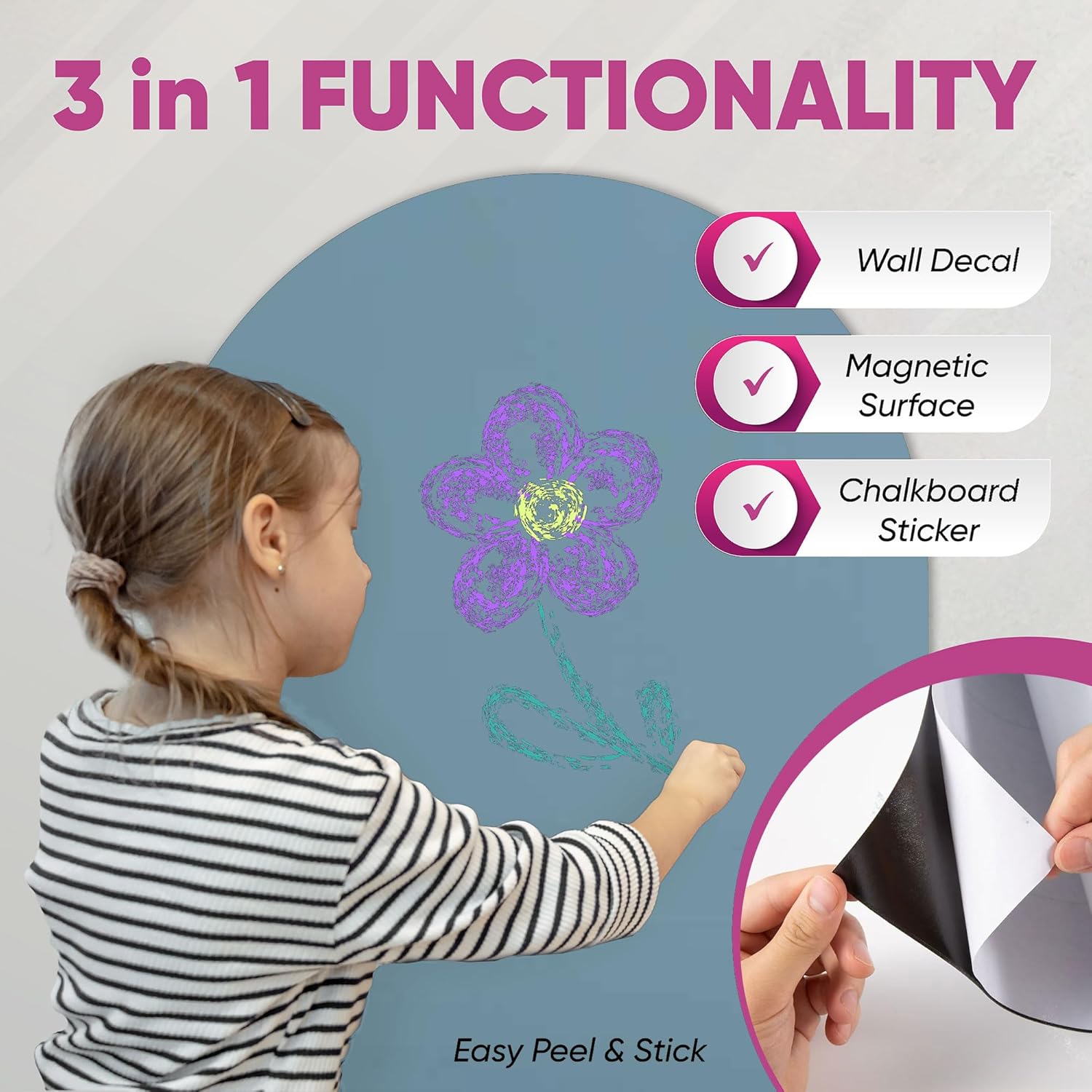Thumbnail 2 de HeatPomelo Magnetic Wall Sticker — Arch 100 x 44 cm, Matte Blackboard Surface (Celadon)
