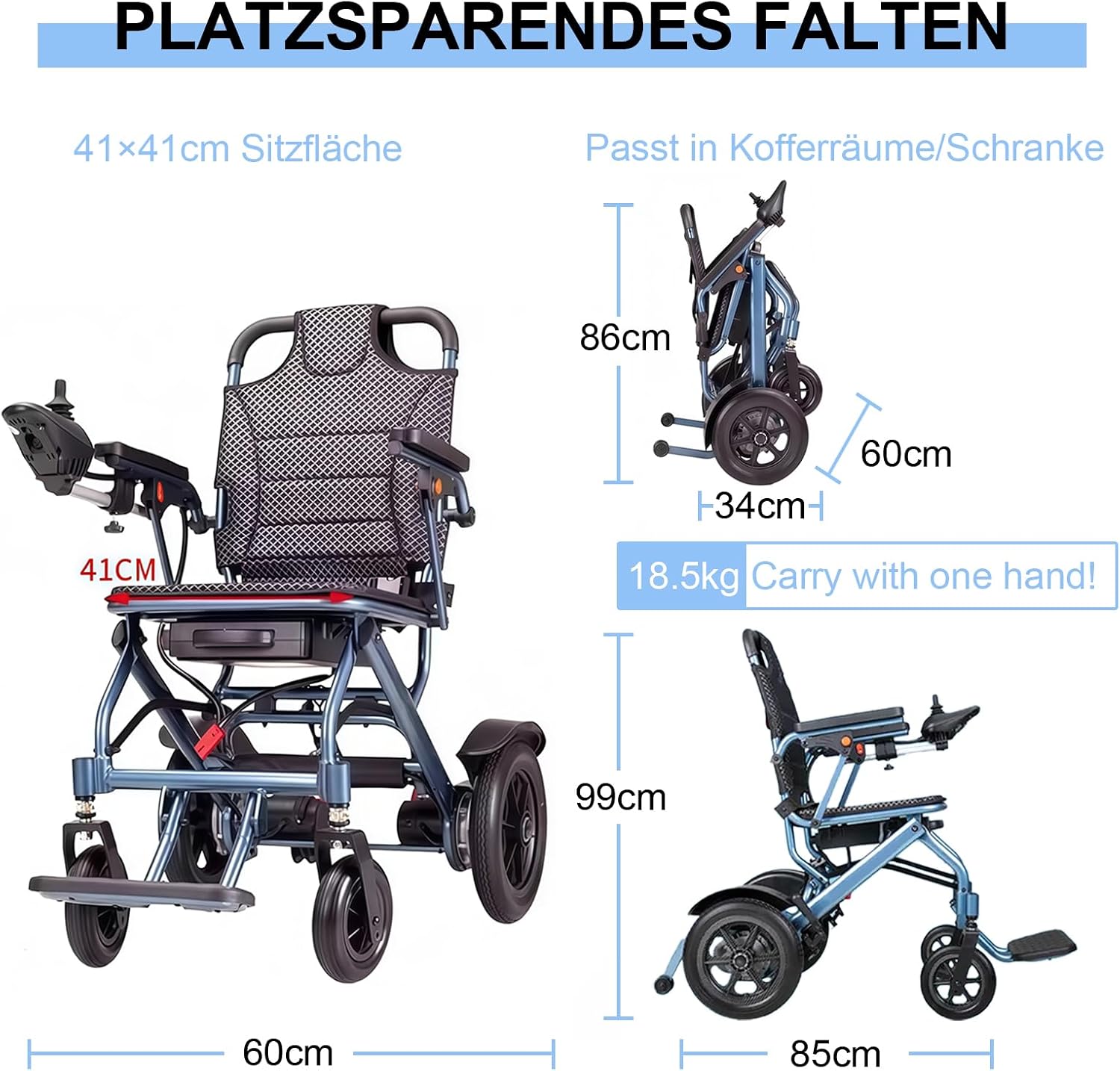 Detalle 2 de D04 Elektrischer Rollstuhl faltbar 150 kg