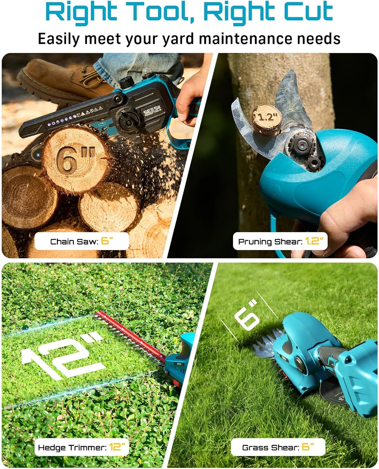 Detalle 2 de SEESII Cordless Garden Tool Kit 8-in-1