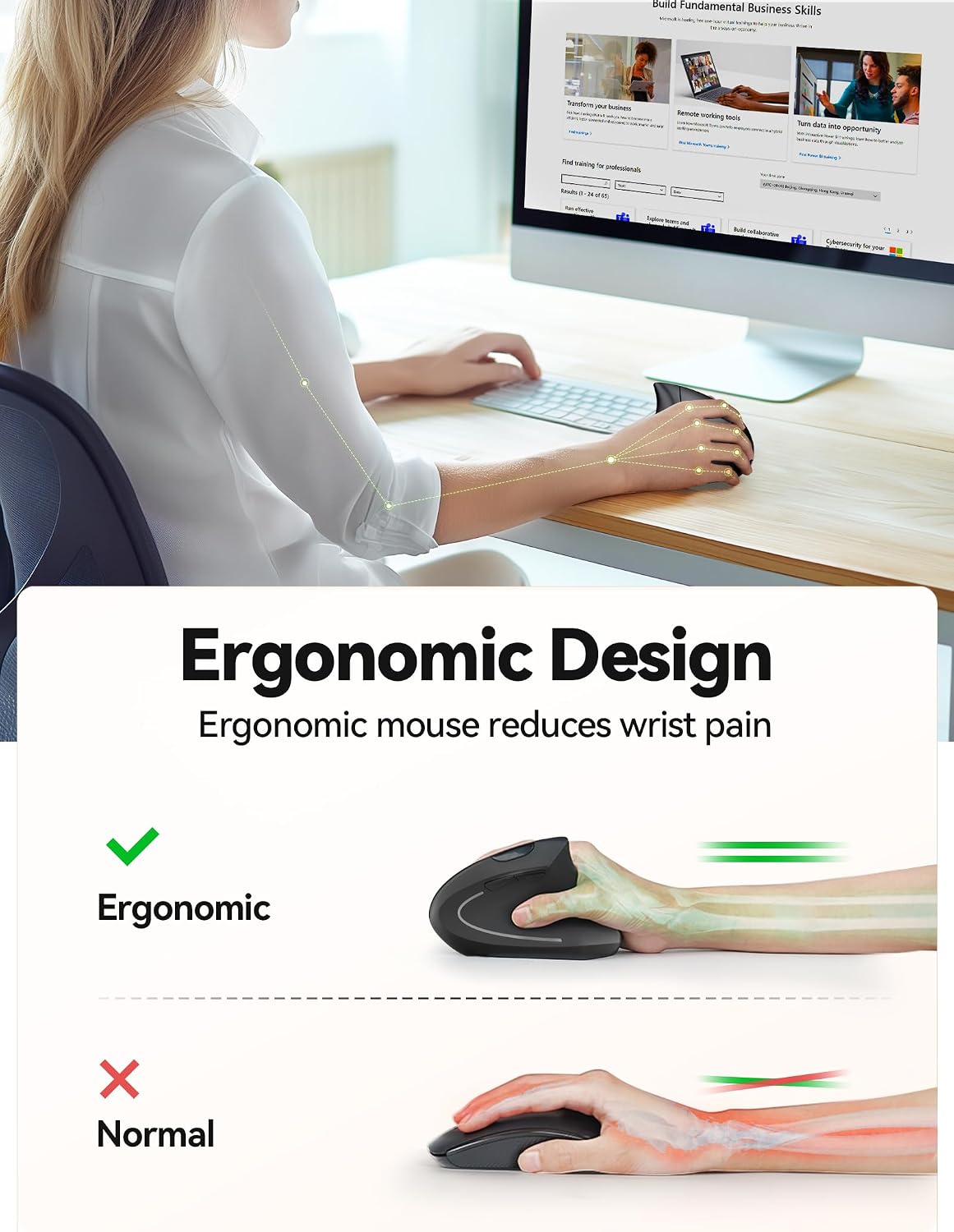 Detalle 2 de TechRise Ergonomic Vertical Mouse (4800 DPI) – Wireless 2.4G Silent Click Ergonomic Mouse for PC/Laptop/Mac, Black