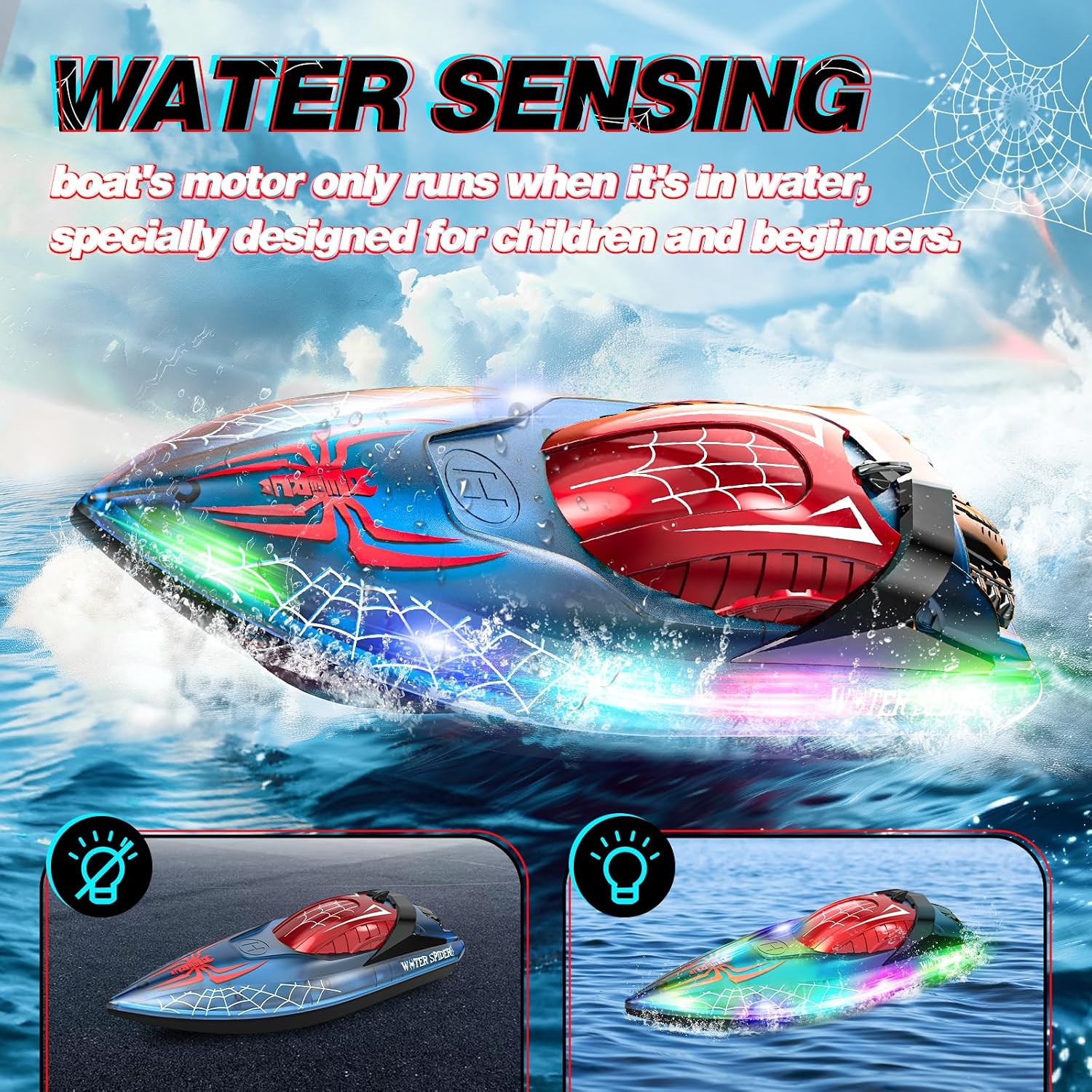 Detalle 2 de DEERC RC Spider Boat 80 Min Runtime