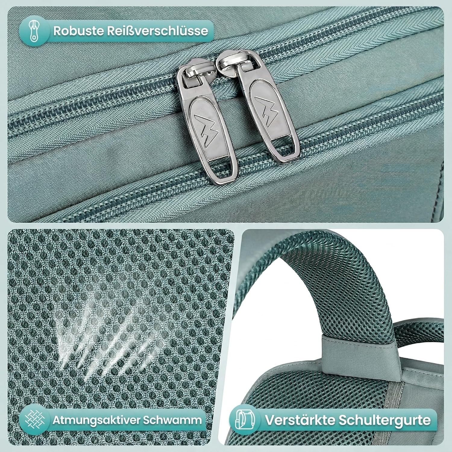 Thumbnail 6 de MATEIN Ryanair Handgepäck 40x30x20 cm – kompakter 24L Rucksack mit Nassfach und Laptopfach (Pfauengrün)