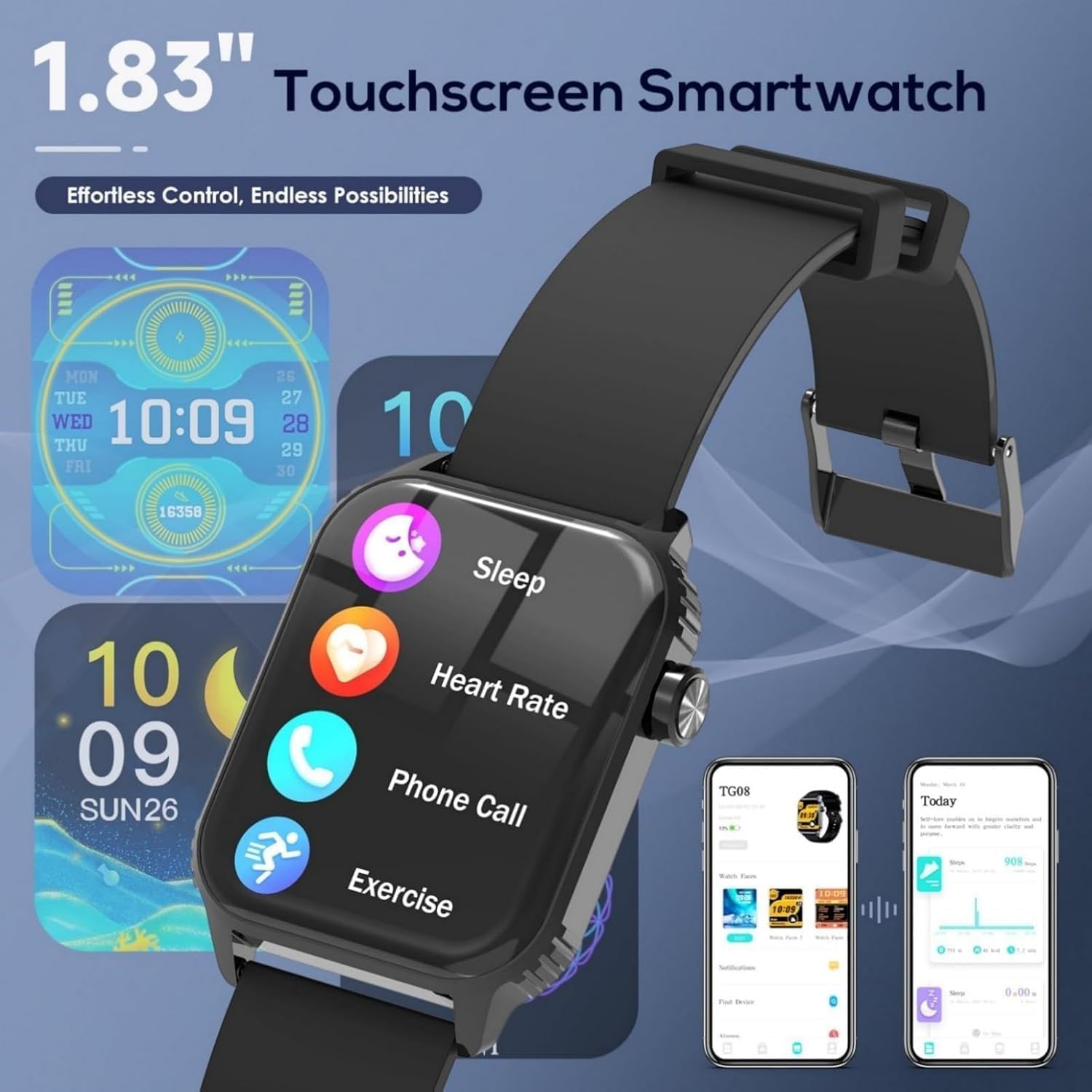 Thumbnail 4 de TRAUSI TG08 Smart Watch for Women & Men (1.83-inch HD, 120 sports modes, IP67)