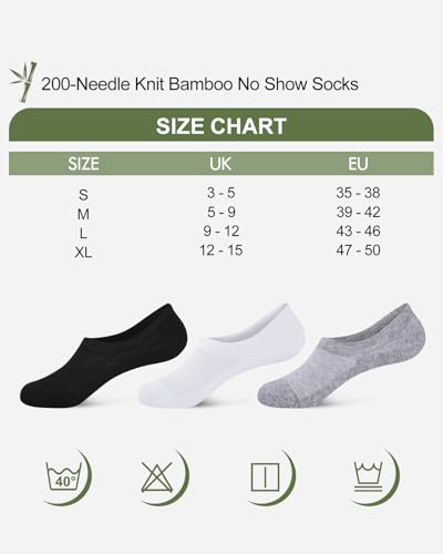 Thumbnail 8 de Cirorld Bamboo No Show Socks for Men & Women, 6 Pairs – Non-Slip White (9-12)