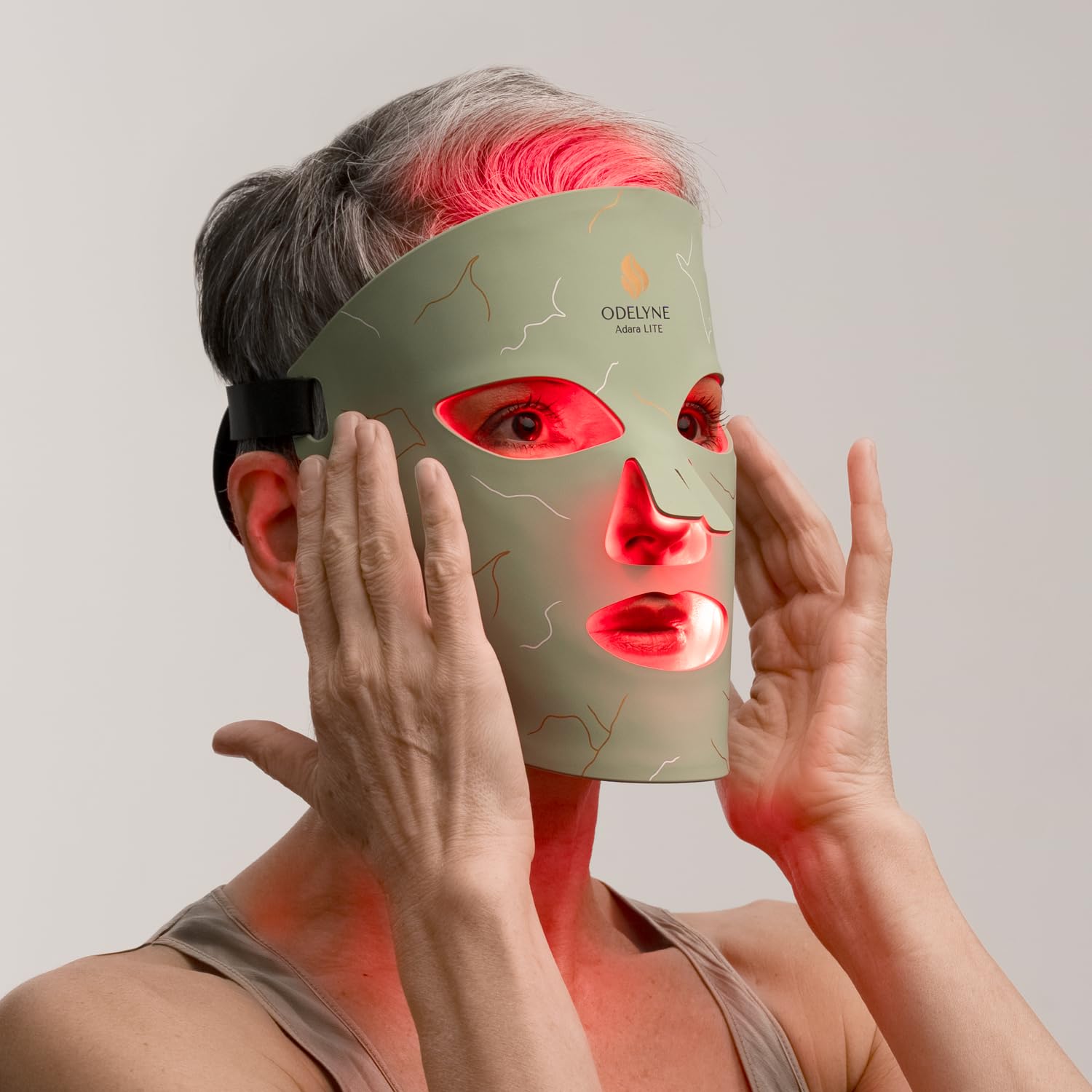 Detalle de ODELYNE® Adara Lite – LED-Gesichtsmaske Lichttherapie (1072 nm IR & Rotlicht) für Anti-Falten und Hautpflege