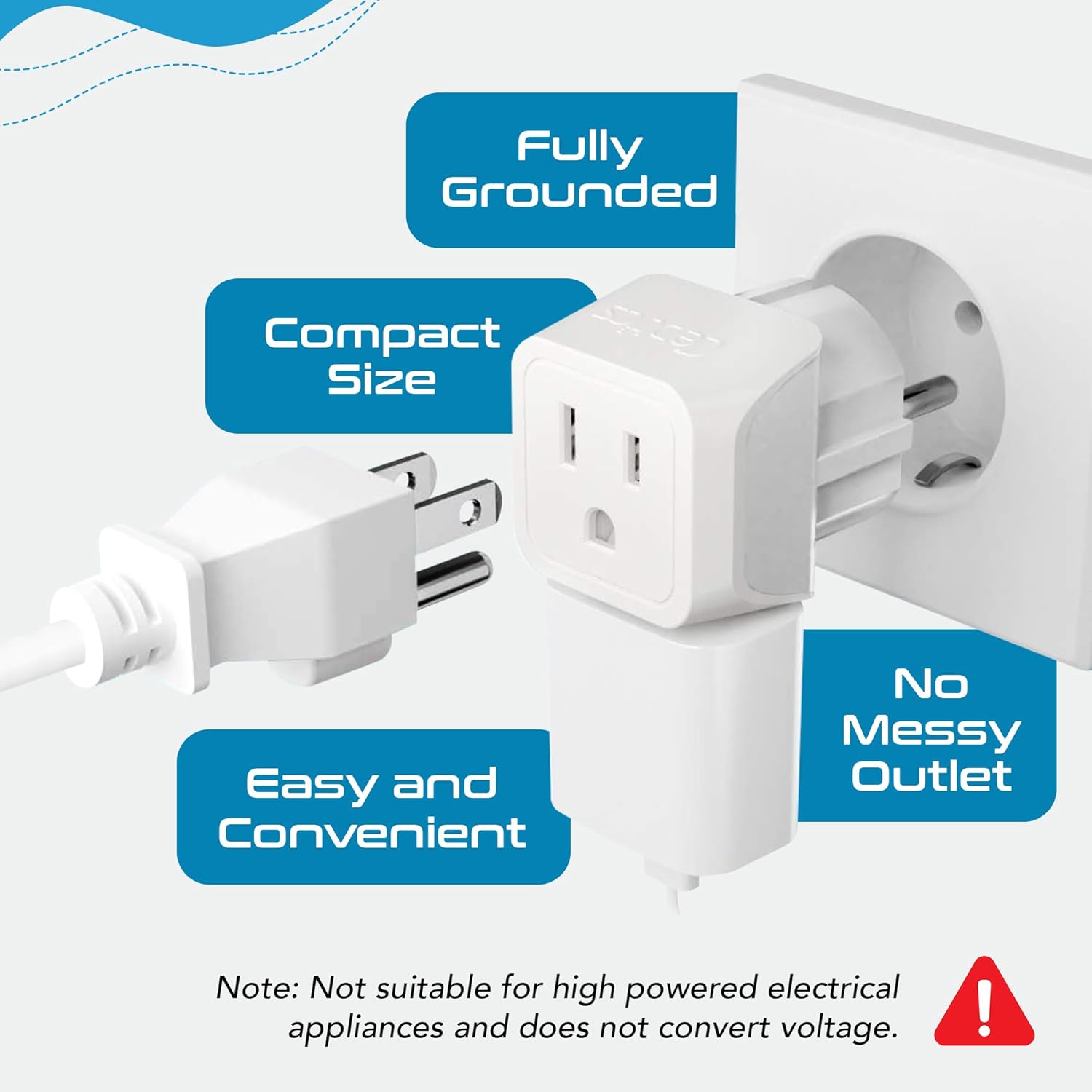 Detalle de Ceptics Schuko Germany/France Plug Adapter (3 Pack) – Dual Input, Ultra-Compact