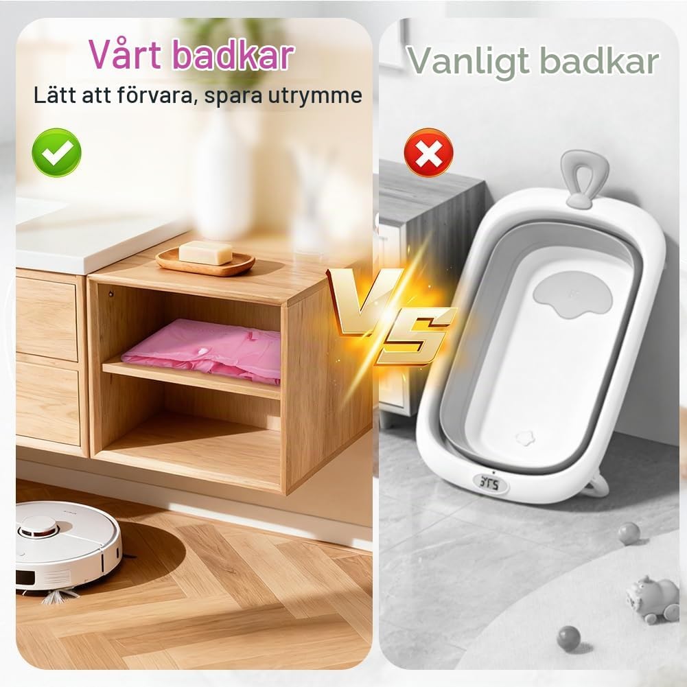 Detalle de AUYAO uppblåsbart babybadkar i rosa PVC med pump och avtappningsplugg