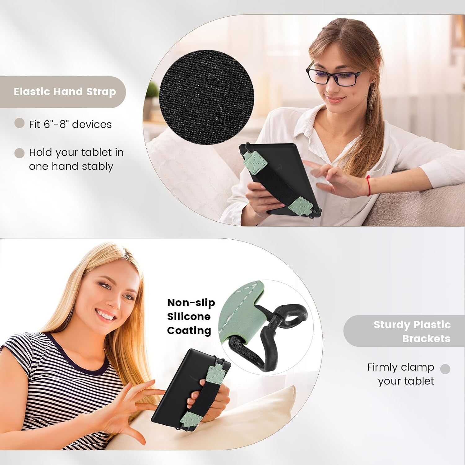 Detalle de MoKo Handschlaufe für 6-8" Kindle eReader und Tablets – elastisches Band & rutschfeste Klemmbacken