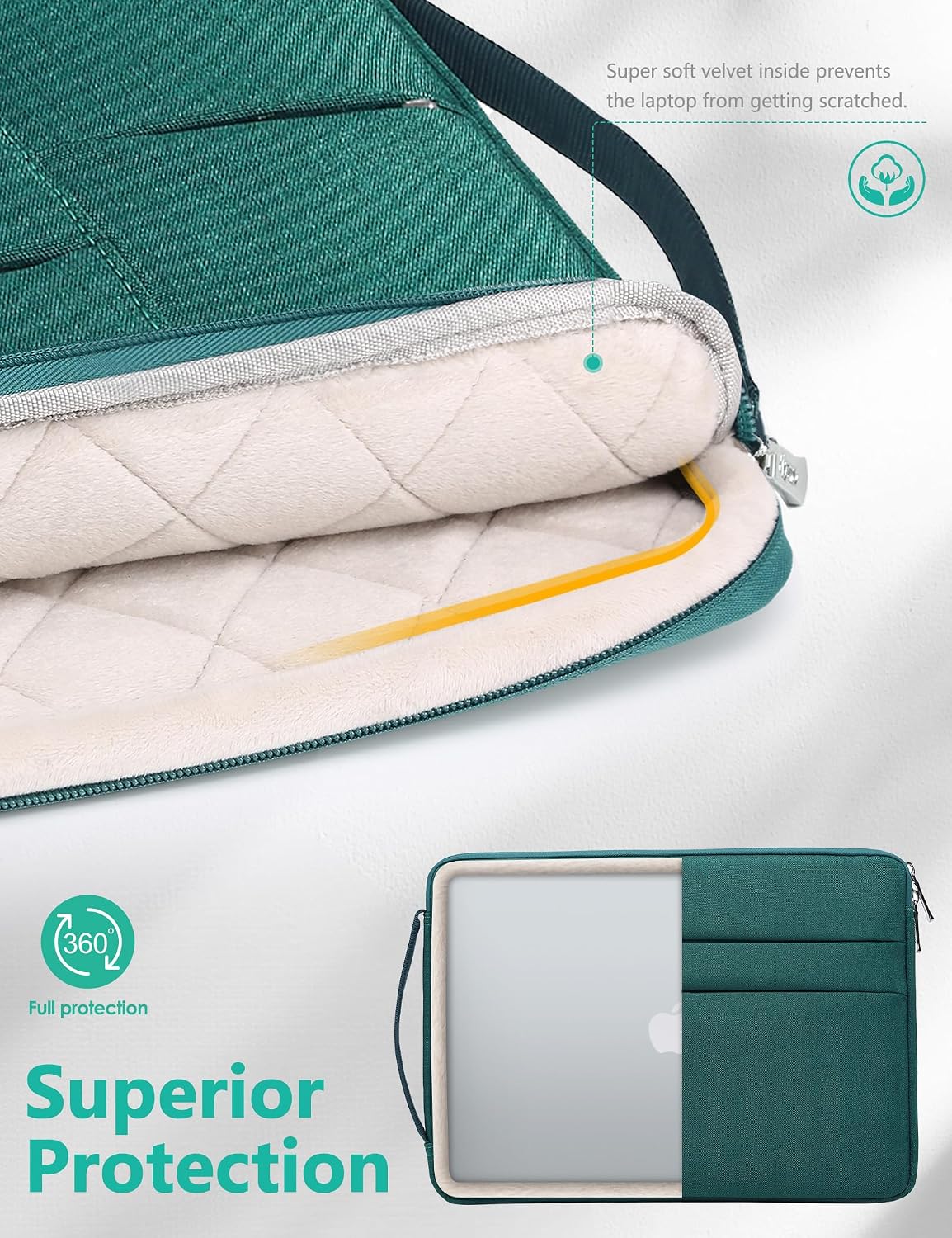 Thumbnail 4 de HYZUO 15-16 Zoll Laptop Hülle Tasche für MacBook Pro 16 und kompatible Modelle – Dunkelgrün