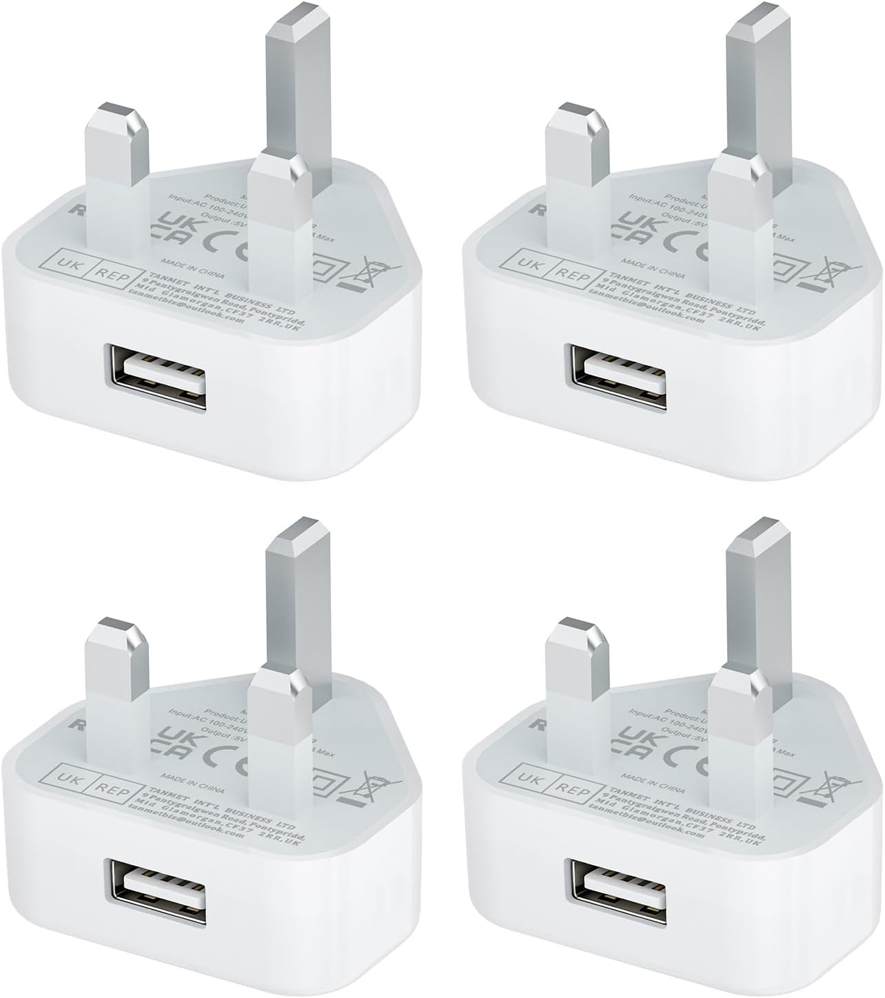 Detalle de TEYASI USB Plug UK | 2-Pack 5W USB Charger Plugs with Smart IC (UK Colour) for iPhone, iPad and More